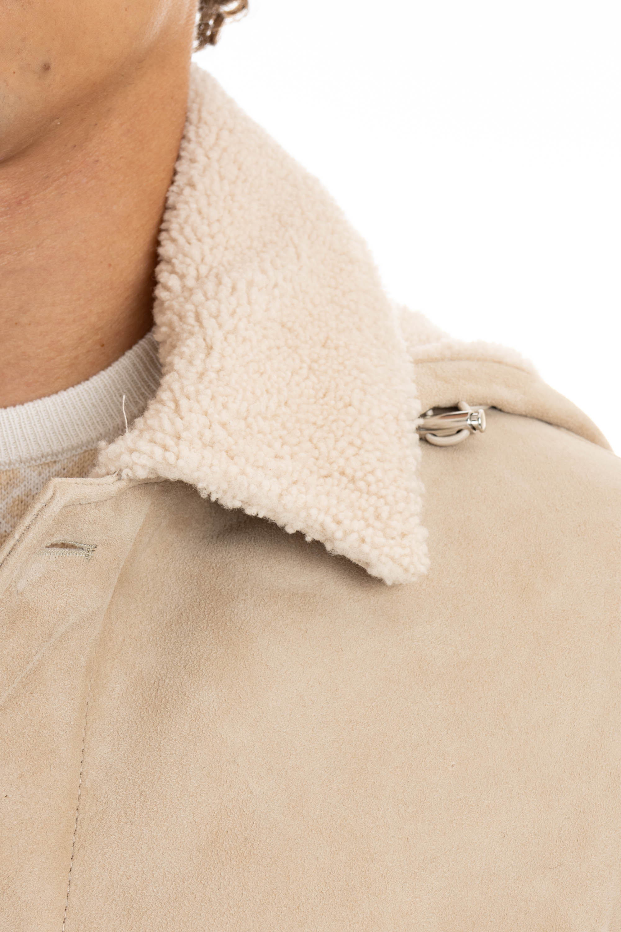 Sheepskin coat with detachable hood