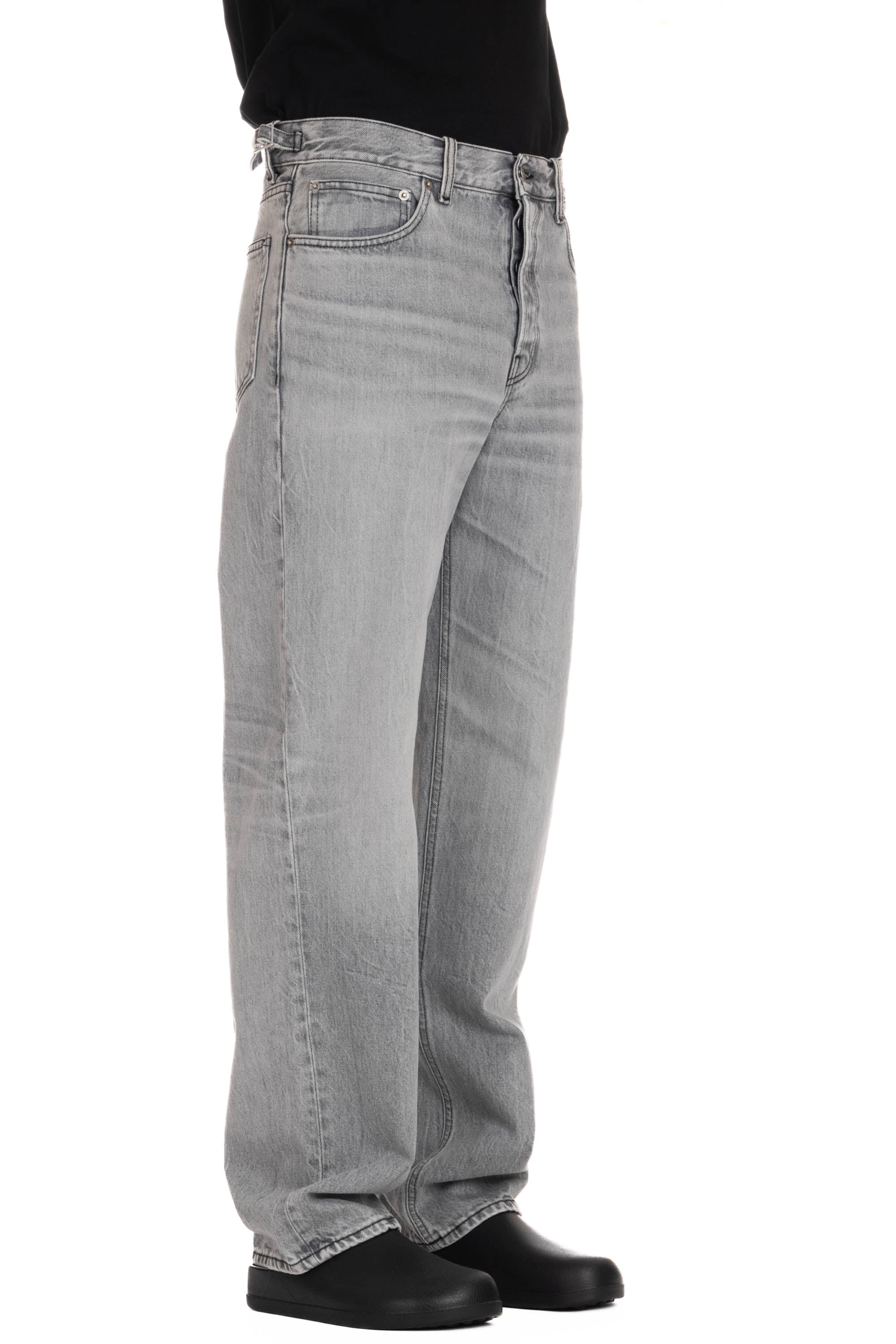 Graue Logan-Jeans mit geradem, weitem Bein