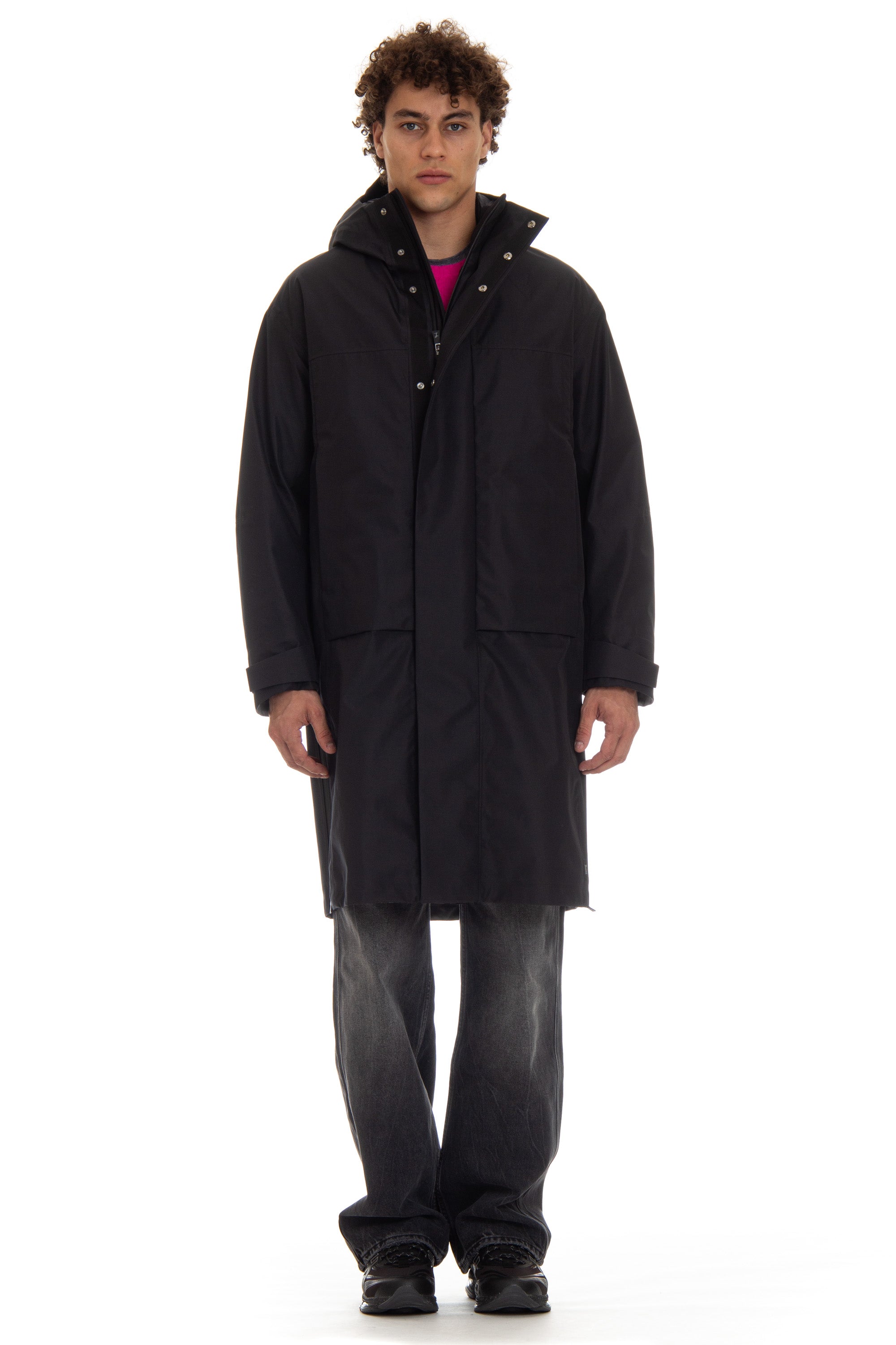 Laminar line long parka with detachable internal down jacket