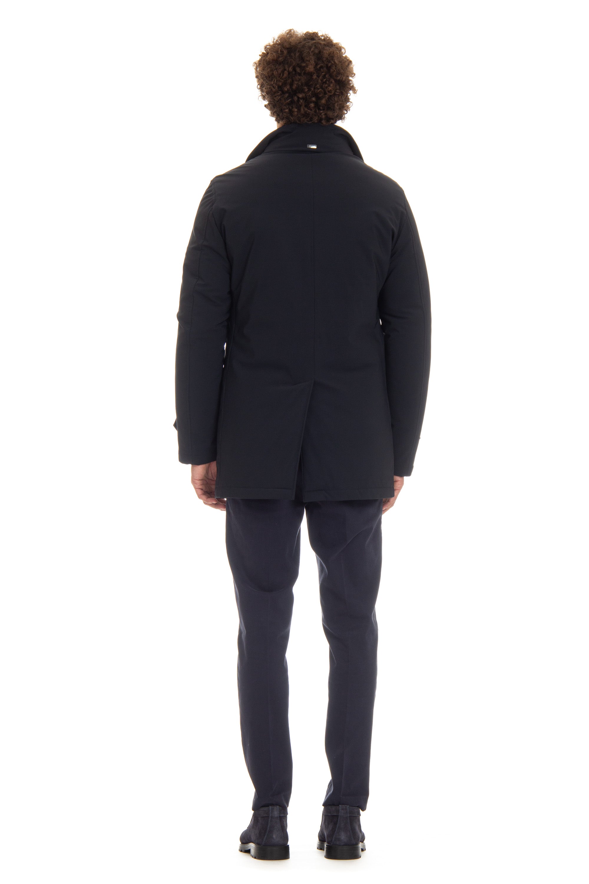 Peacoat lungo in nylon stretch linea Sub Zero