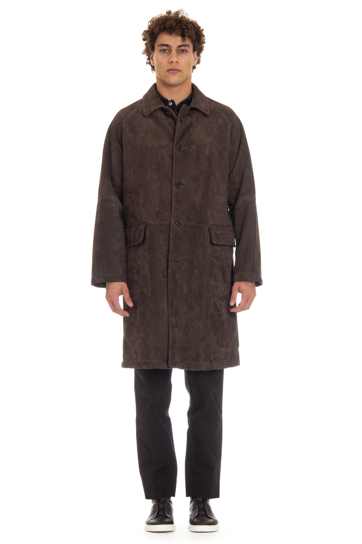 Salvatore Santoro Cappotto in pelle scamosciata 47557-U BROWN 