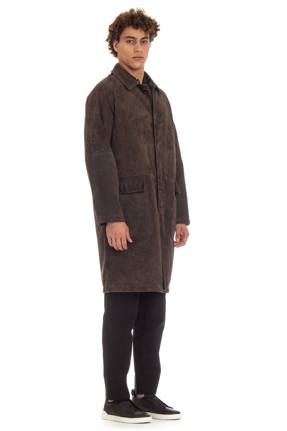 Salvatore Santoro Cappotto in pelle scamosciata 47557-U BROWN 