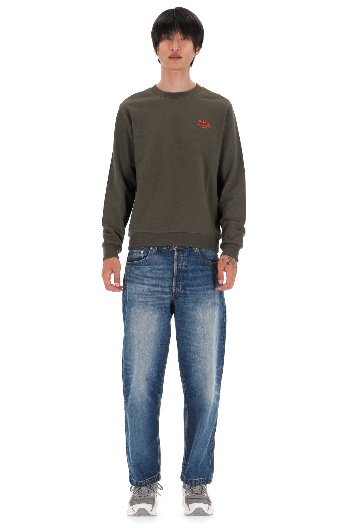 A.P.C. Felpa girocollo in cotone Rue Madame Paris COHGR M27913 KAKI 