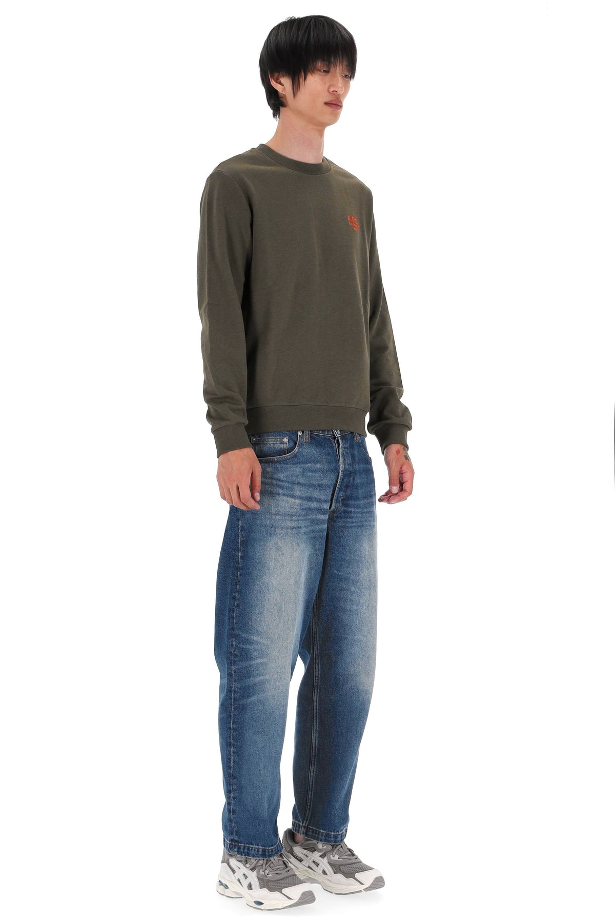 A.P.C. Felpa girocollo in cotone Rue Madame Paris COHGR M27913 KAKI 