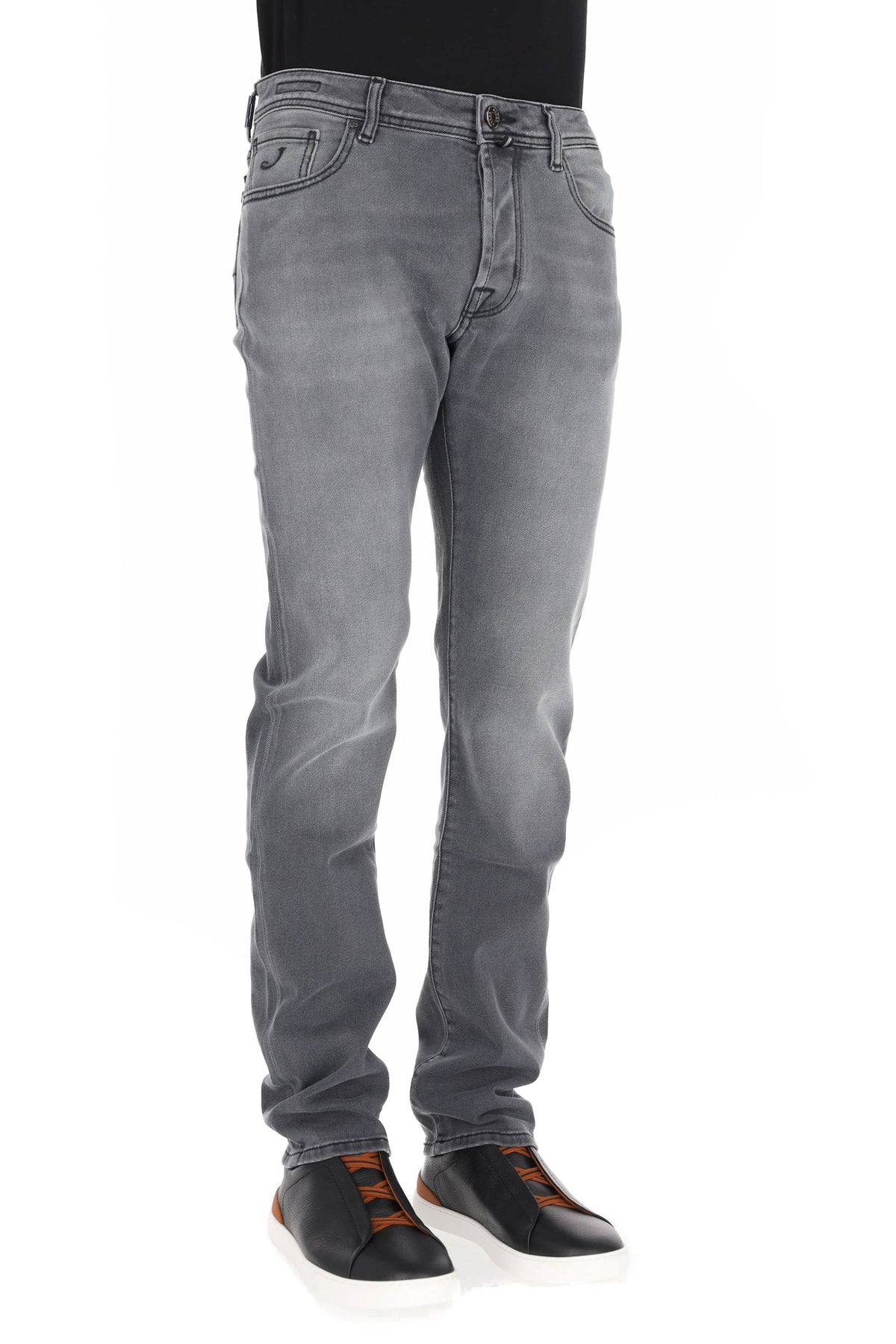 Jacob Cohen Jeans grigio in cotone comfort etichetta cavallino nero Bard fit JUX_QX004 N30 S3591 BARD 600D 