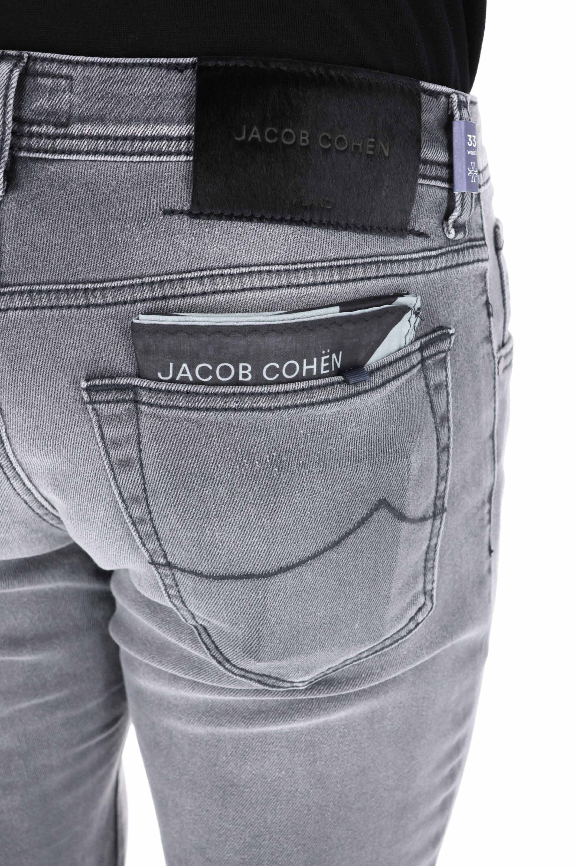 Jacob Cohen Jeans grigio in cotone comfort etichetta cavallino nero Nick fit JUX_QX006 N30 S3591/2 NICK 600D 