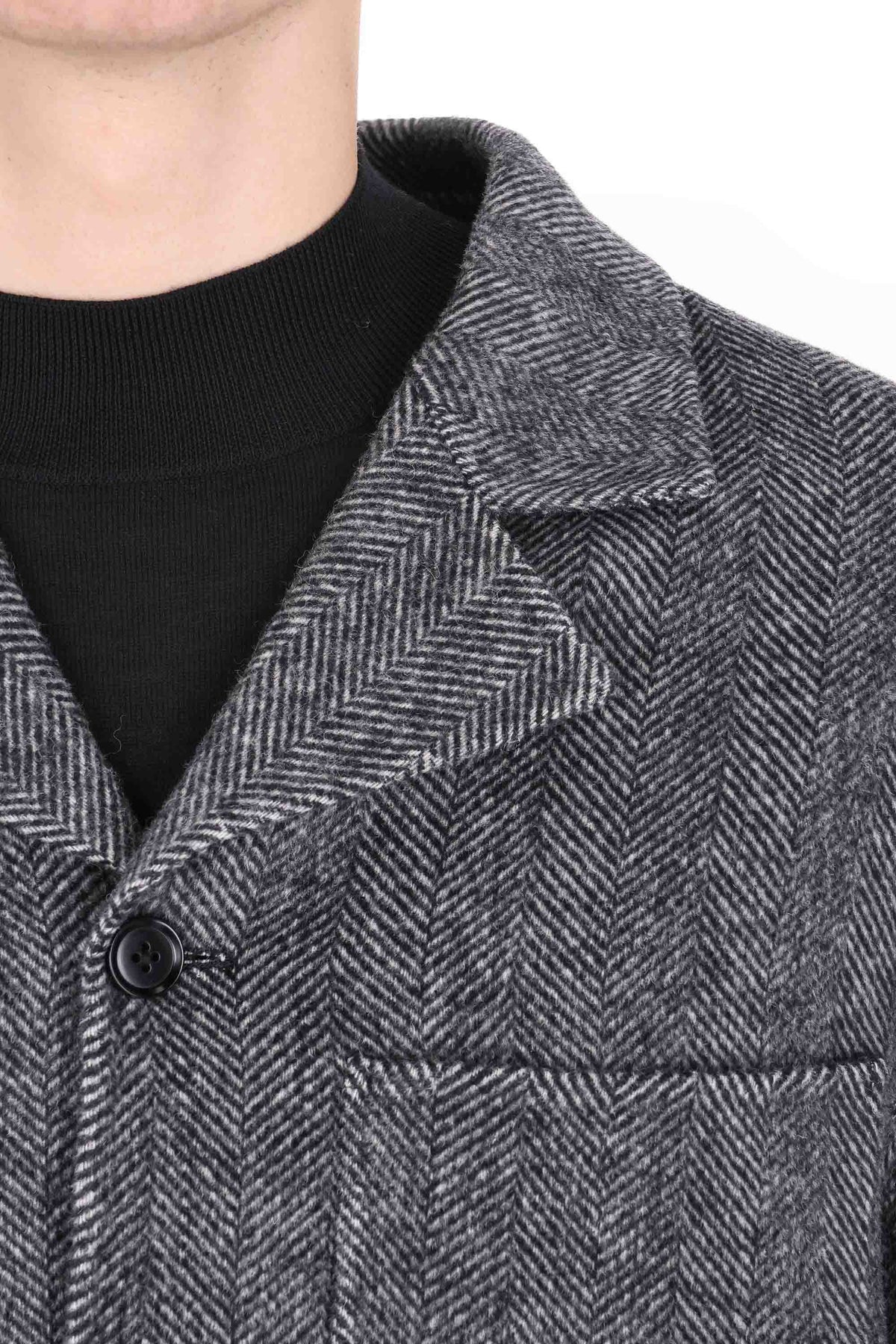Officine Générale Overshirt in lana spigata mod. Hamid MOVS070 DARKGREY/MIDGREY 