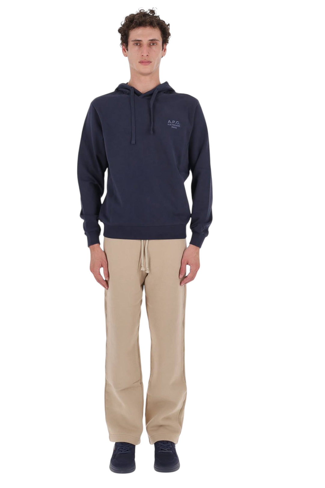 A.P.C. Felpa Rue Madame in cotone con cappuccio COHGR M27914 TIH-MARINE/BLEU CLAIR 