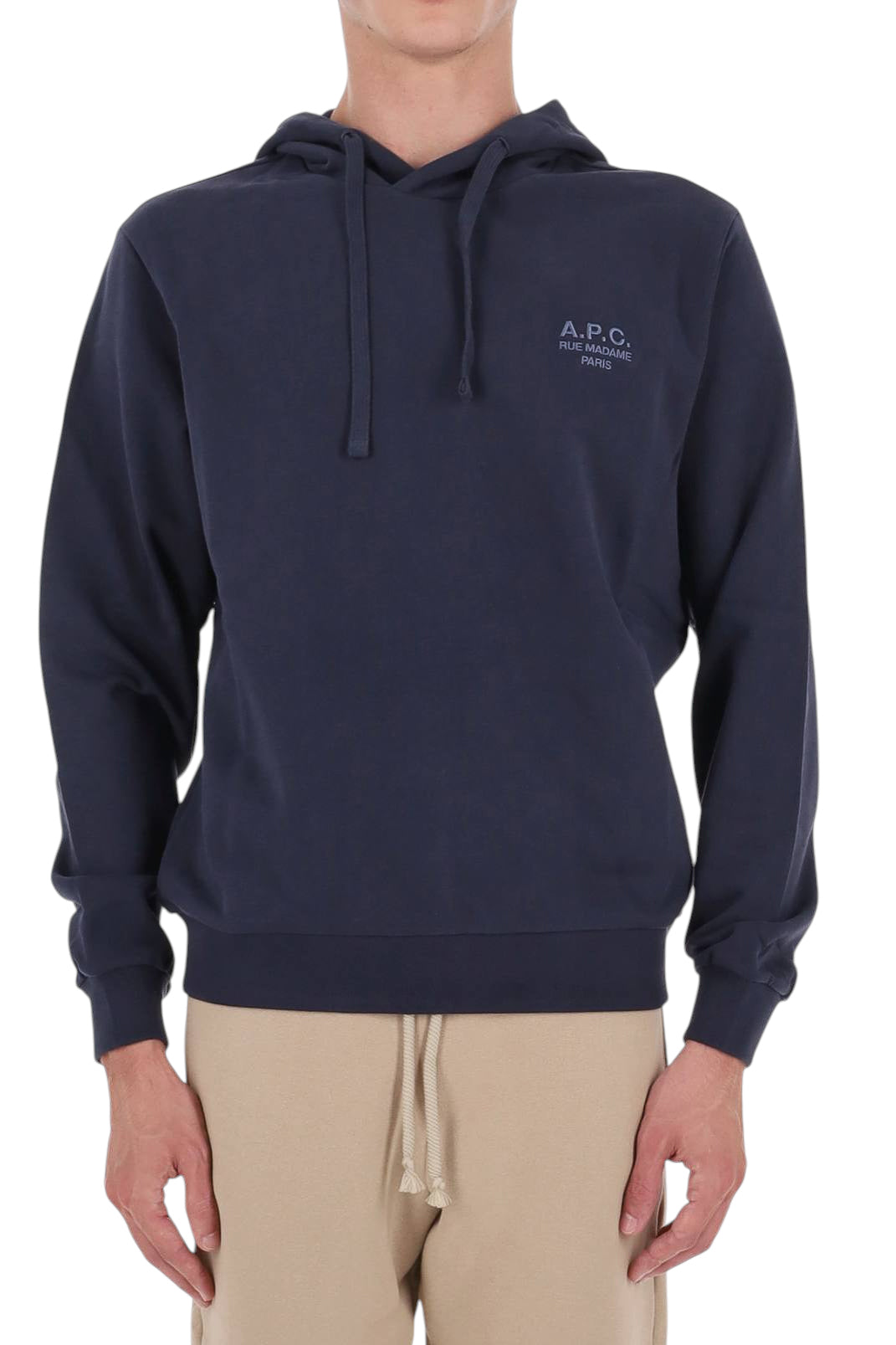 A.P.C. Felpa Rue Madame in cotone con cappuccio COHGR M27914 TIH-MARINE/BLEU CLAIR 