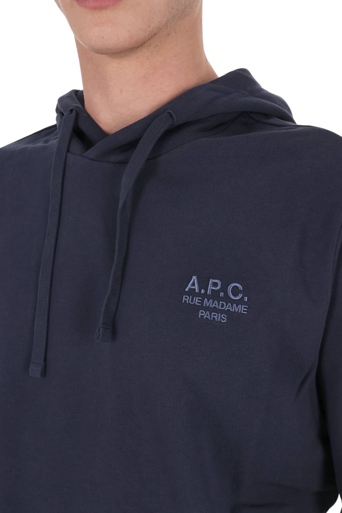 A.P.C. Felpa Rue Madame in cotone con cappuccio COHGR M27914 TIH-MARINE/BLEU CLAIR 
