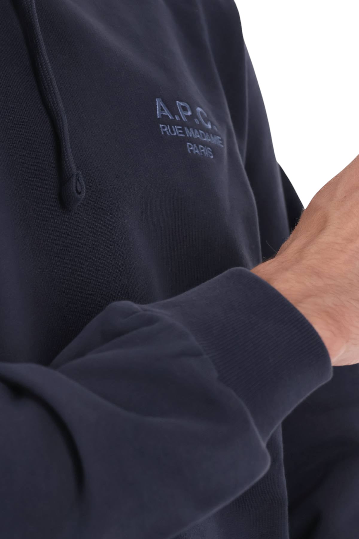 A.P.C. Felpa Rue Madame in cotone con cappuccio COHGR M27914 TIH-MARINE/BLEU CLAIR 