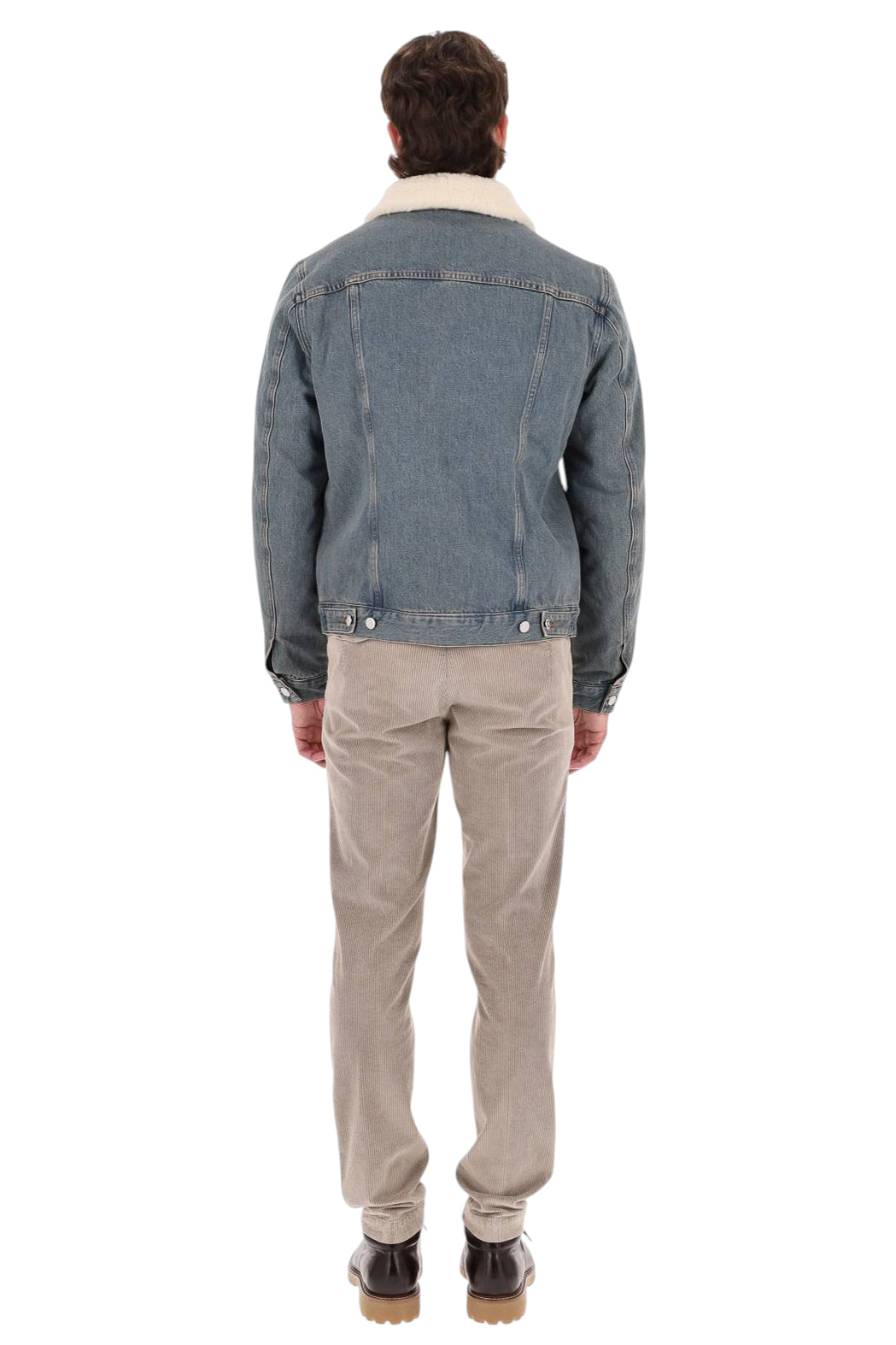 A.P.C. Giubbotto Justin in denim délavé con collo in ecopelliccia COHSP H32122 IAL-INDIGO DELAVE 