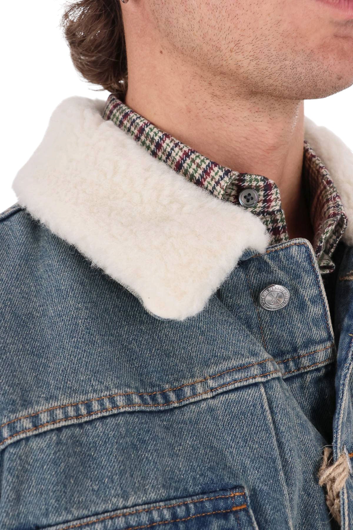 A.P.C. Giubbotto Justin in denim délavé con collo in ecopelliccia COHSP H32122 IAL-INDIGO DELAVE 