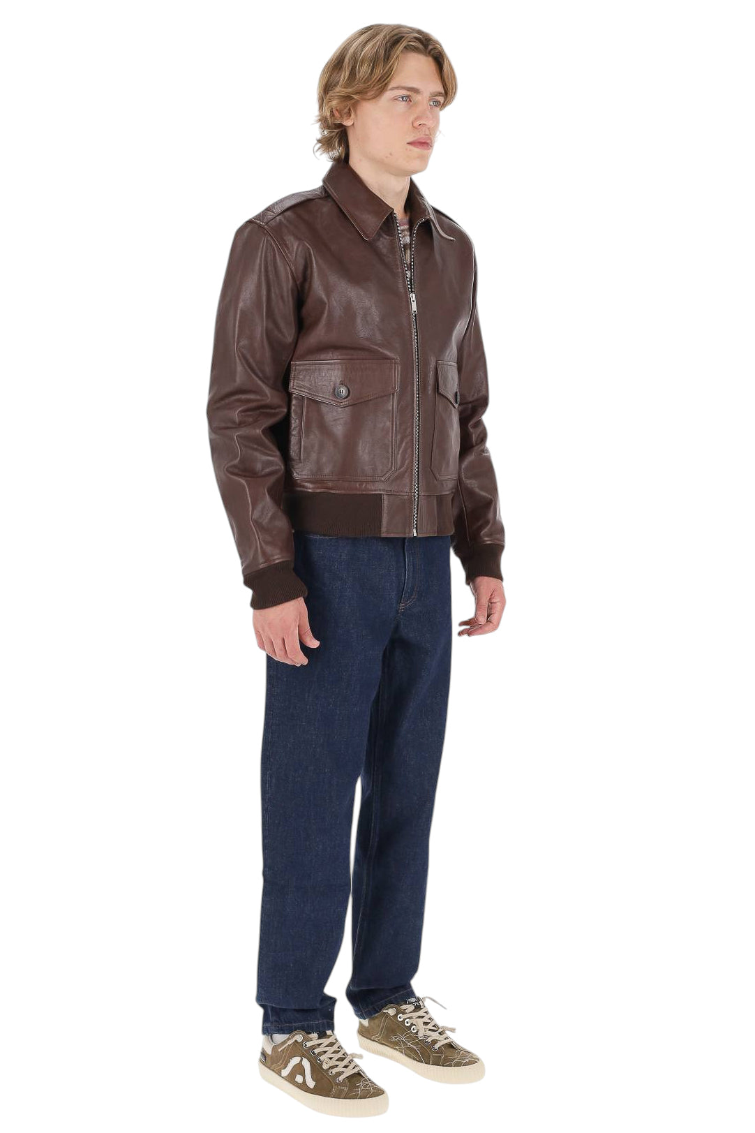 A.P.C. Giubbotto Gael in pelle PXCDG H32089 CAA-MARRON 