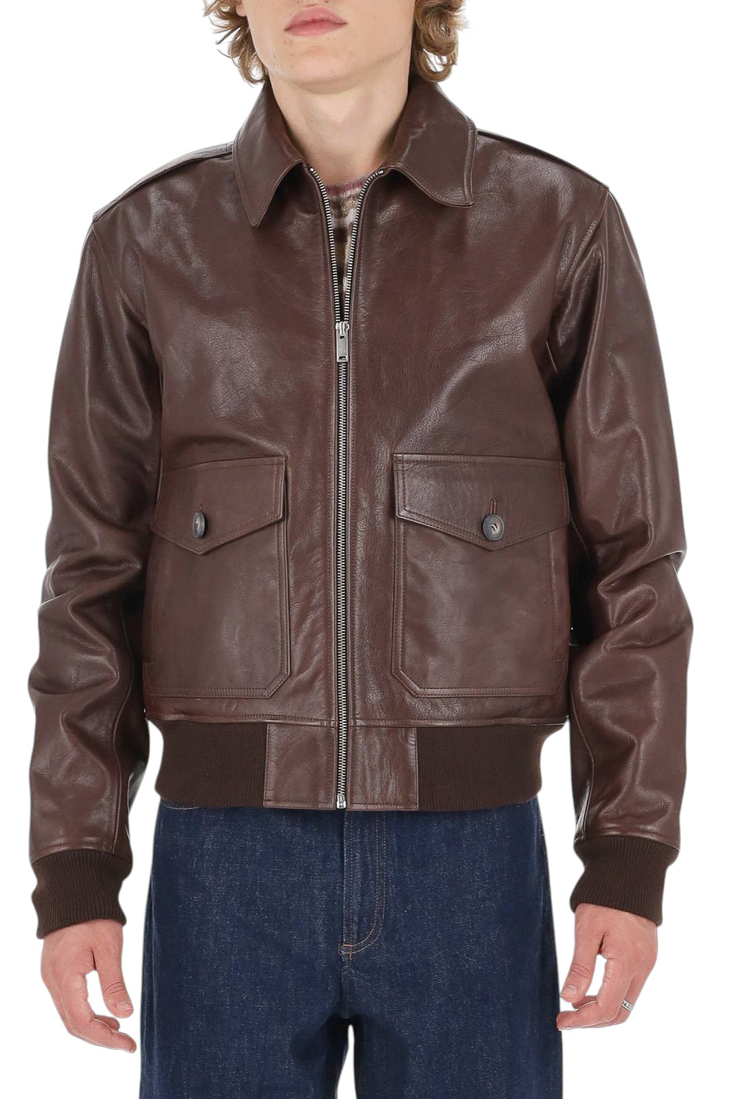 A.P.C. Giubbotto Gael in pelle PXCDG H32089 CAA-MARRON 