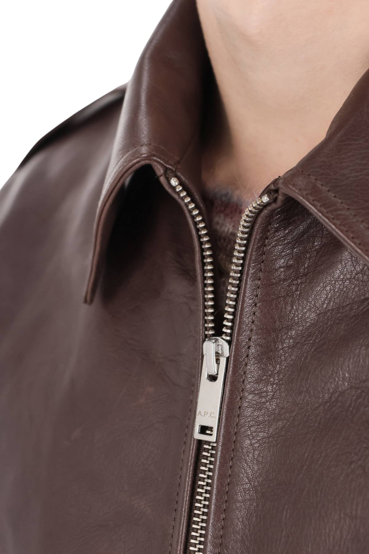 A.P.C. Giubbotto Gael in pelle PXCDG H32089 CAA-MARRON 