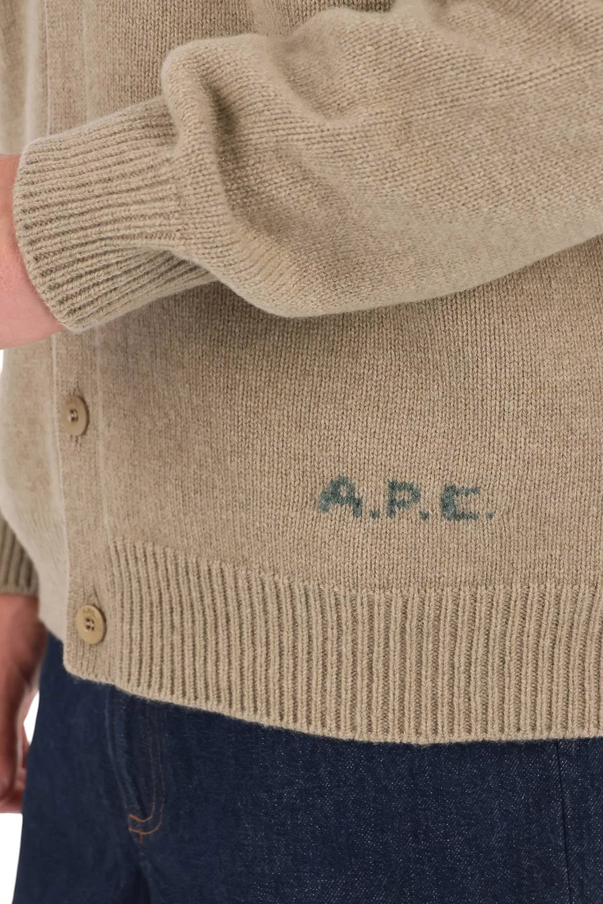 A.P.C. Cardigan Kevin in lana WOASW H22020 PBC-BEIGE CHINE 