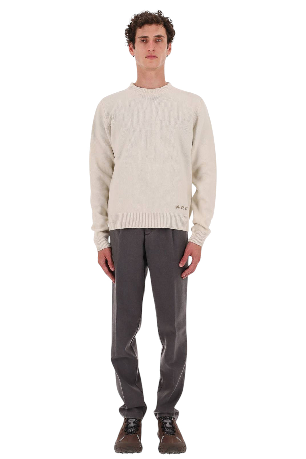 A.P.C. Maglia girocollo Edmond in lana WOASW H23491 AAD-ECRU 