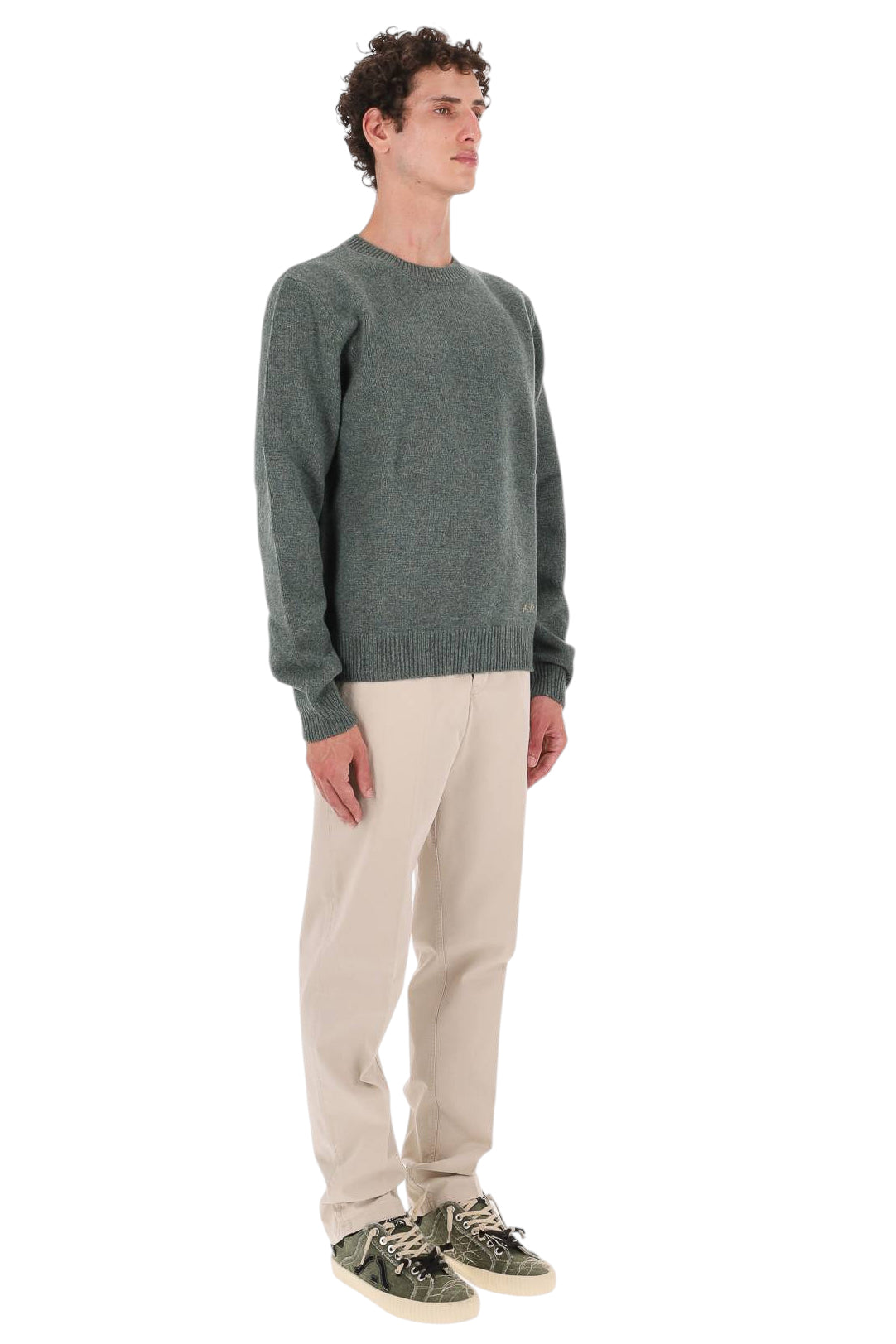 A.P.C. Maglia girocollo Edmond in lana WOASW H23491/2 PKA-VERT CHINE 