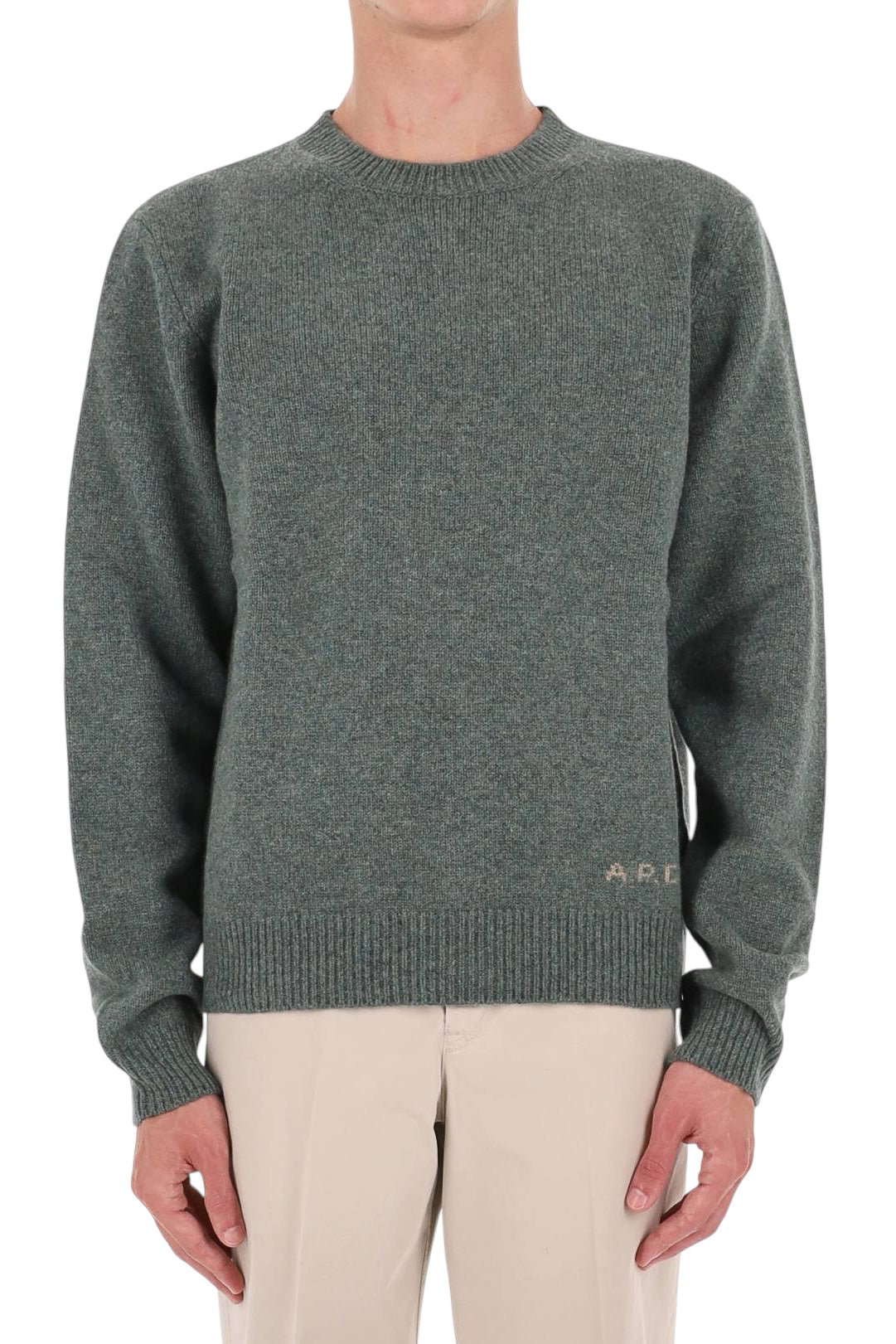 A.P.C. Maglia girocollo Edmond in lana WOASW H23491/2 PKA-VERT CHINE 