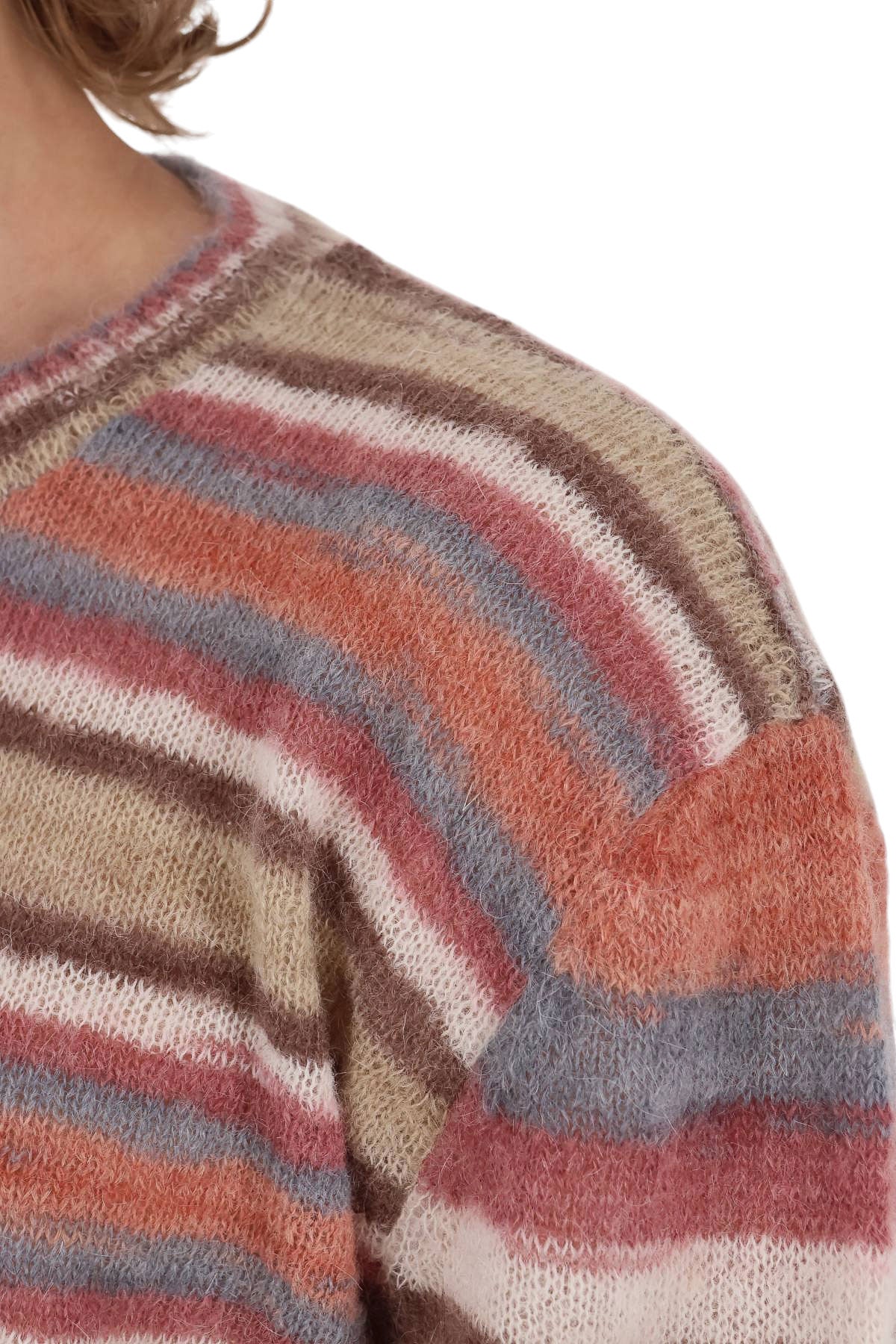 A.P.C. Maglia girocollo Hector rigata in mohair-alpaca WPABG H23504 CAA-MARRON 