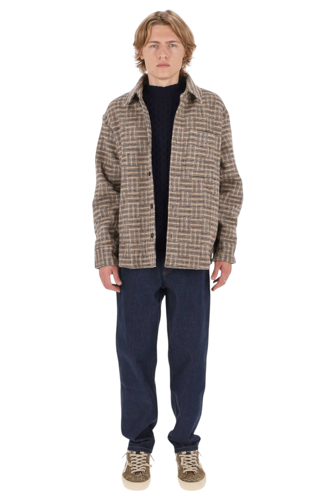 A.P.C. Overshirt Baptiste check in lana vergine WVBEV H32148 BAA-BEIGE 