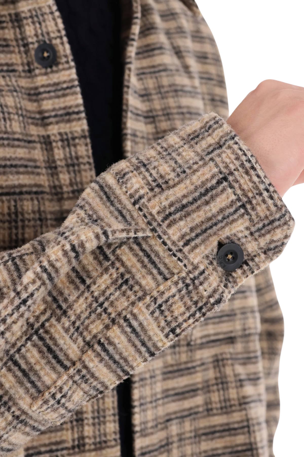 A.P.C. Overshirt Baptiste check in lana vergine WVBEV H32148 BAA-BEIGE 