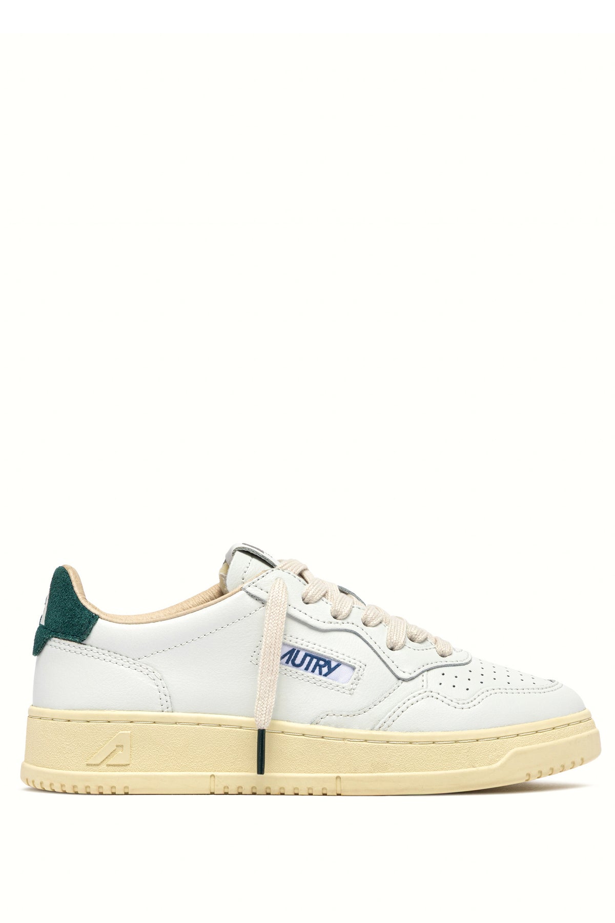 Autry Sneaker Medalist in pelle bianca con talloncino in camoscio Dark Sea AULM BJ02 WHT/DKSEA 