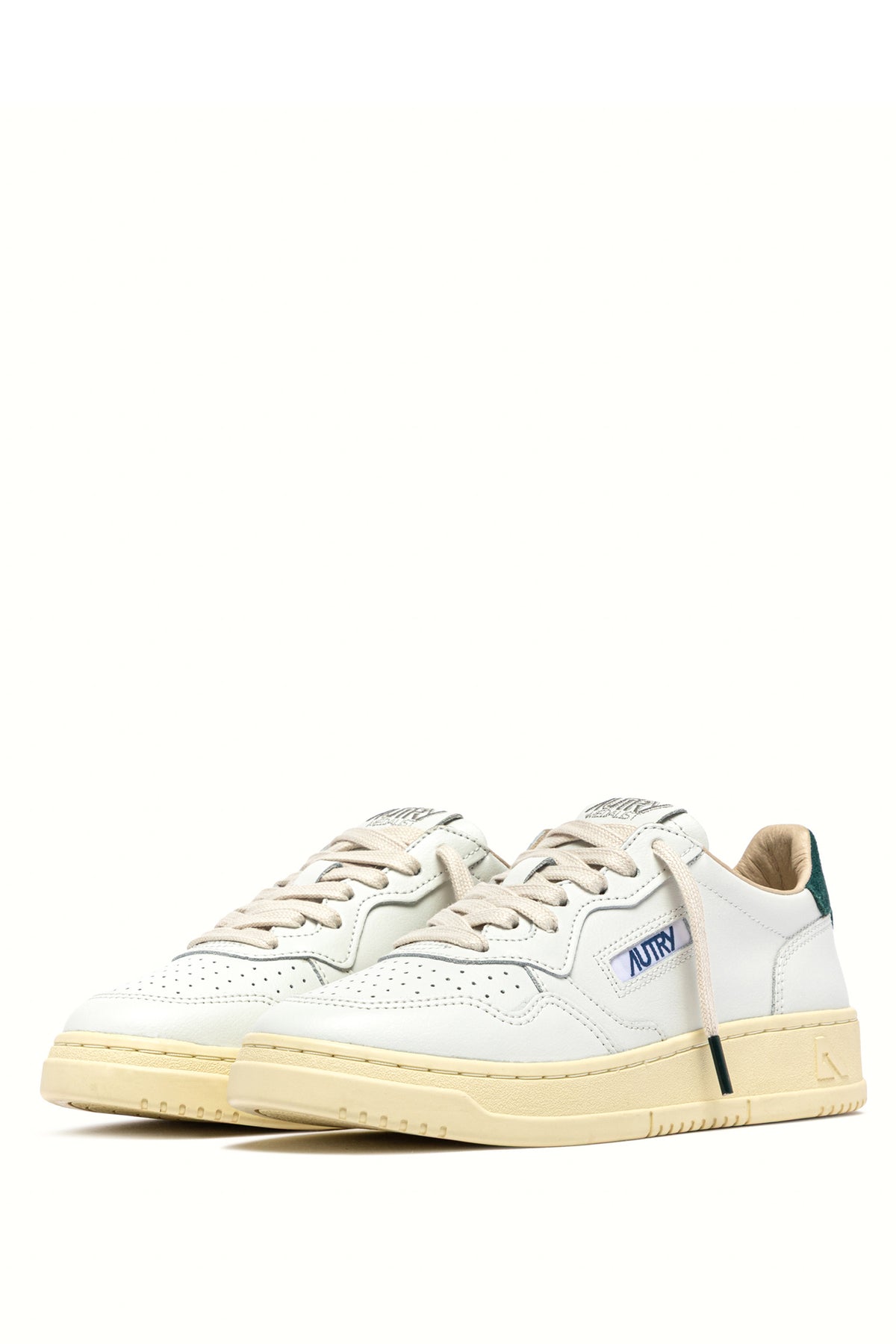 Autry Sneaker Medalist in pelle bianca con talloncino in camoscio Dark Sea AULM BJ02 WHT/DKSEA 