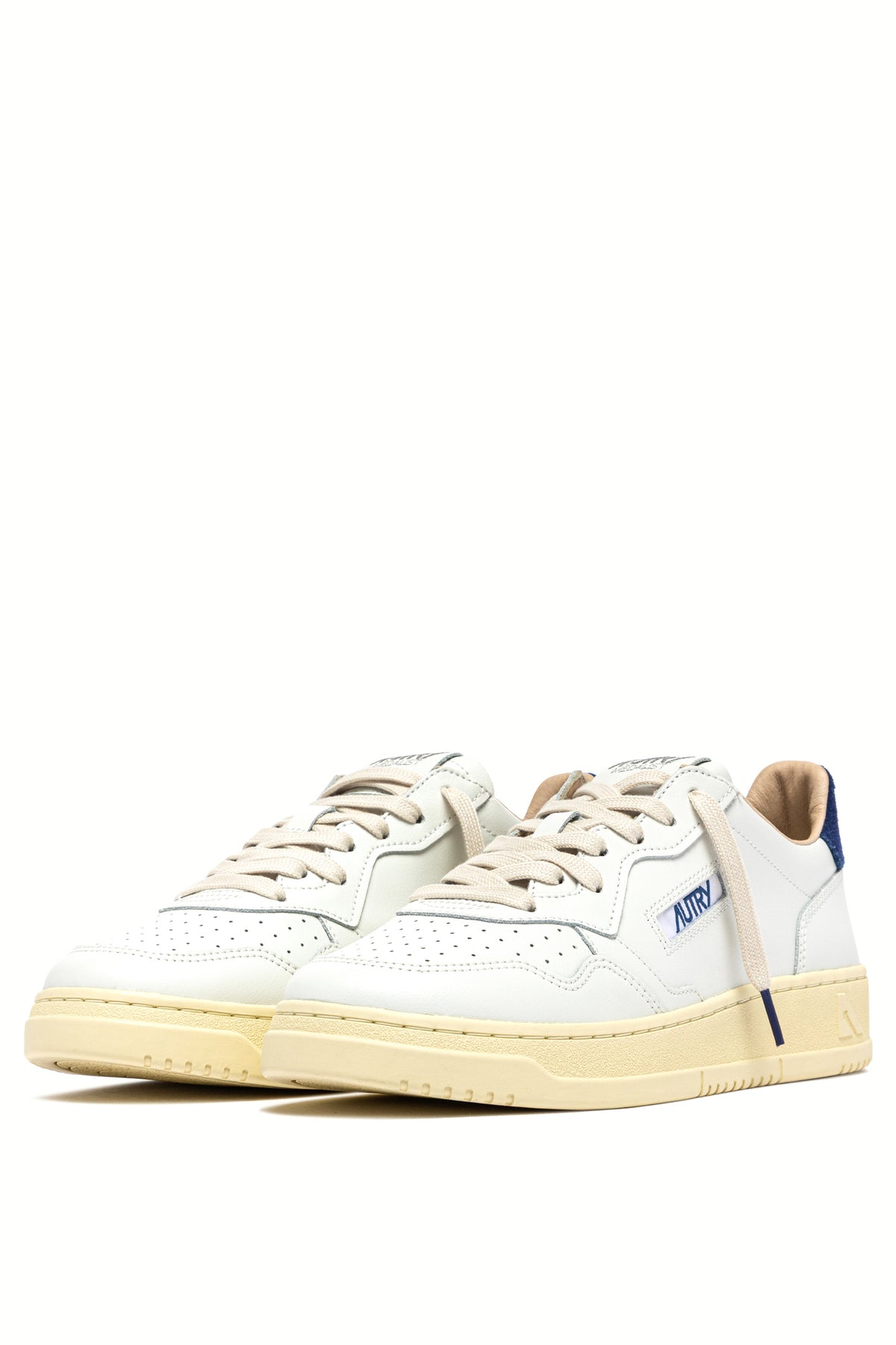 Autry Sneaker Medalist in pelle bianca con talloncino in camoscio Deep Blue AULM BJ03 WHT/BLUEDEP 