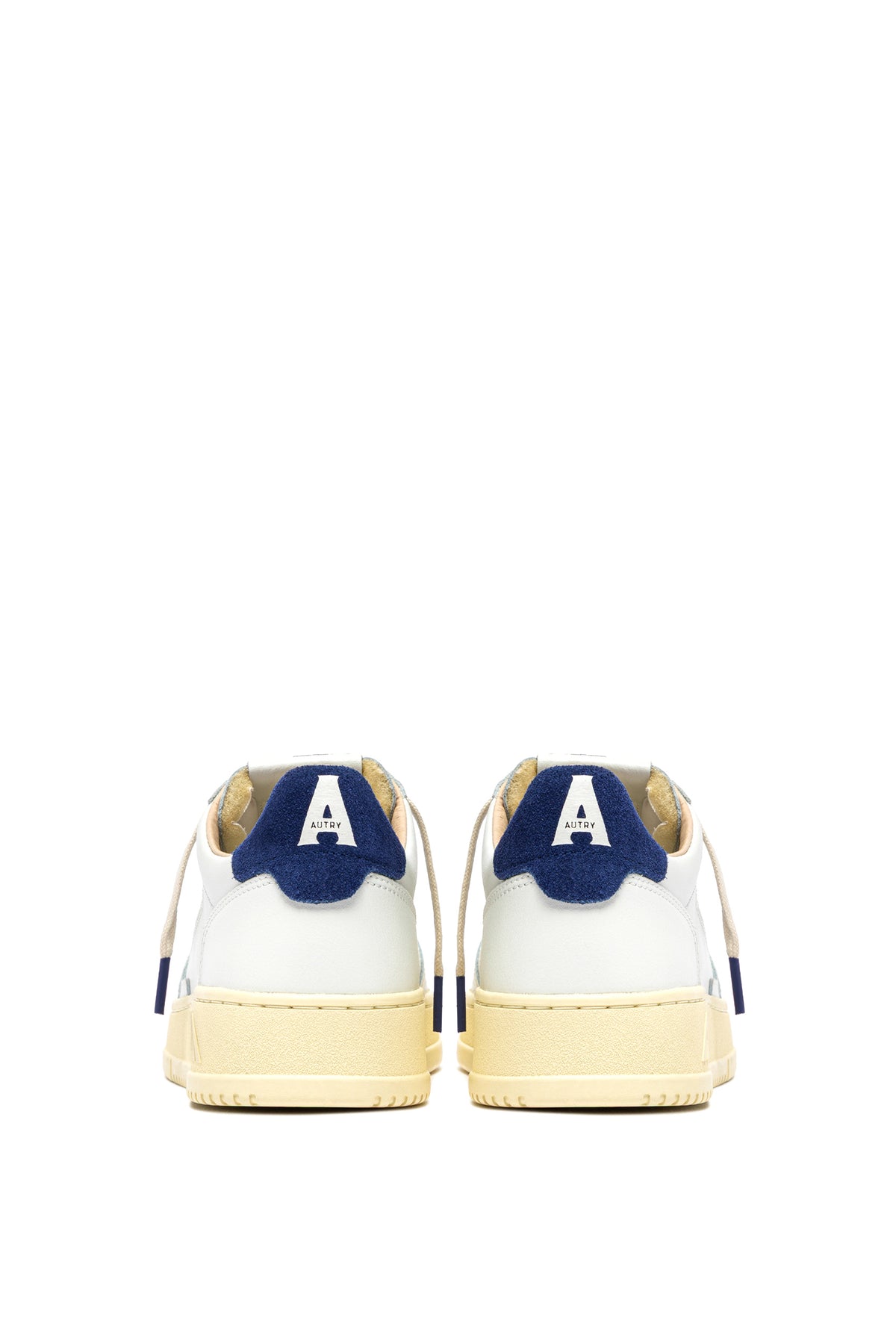 Autry Sneaker Medalist in pelle bianca con talloncino in camoscio Deep Blue AULM BJ03 WHT/BLUEDEP 