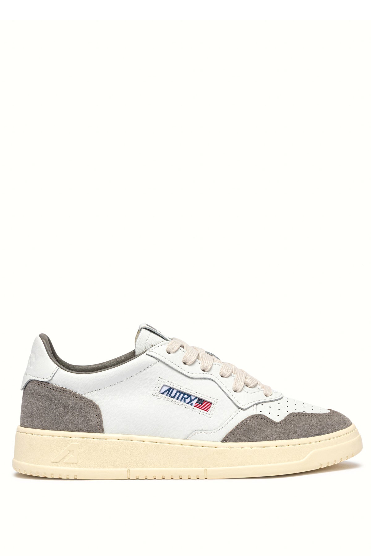 Autry Sneaker Medalist uomo in pelle morbida e camoscio bianco/Cemento AULM FT15 WHT/CEMENTO 