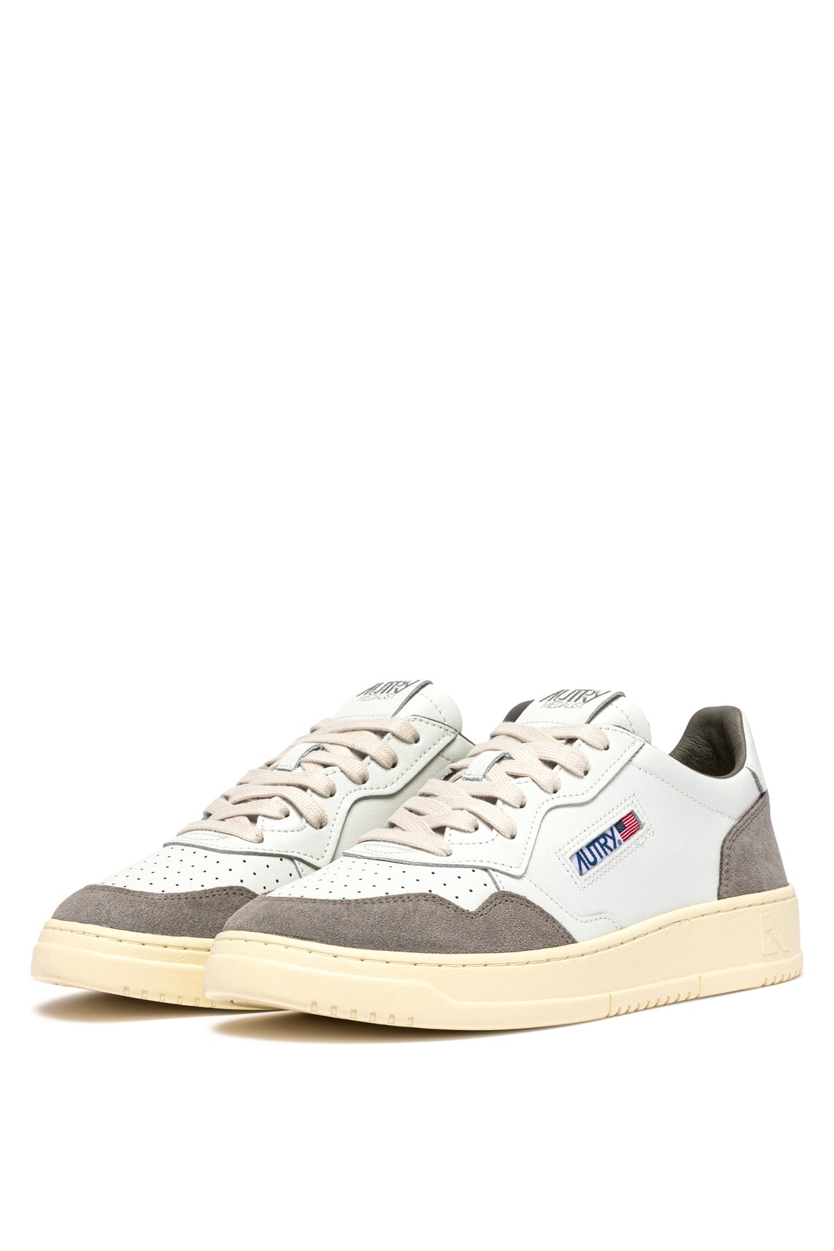 Autry Sneaker Medalist uomo in pelle morbida e camoscio bianco/Cemento AULM FT15 WHT/CEMENTO 
