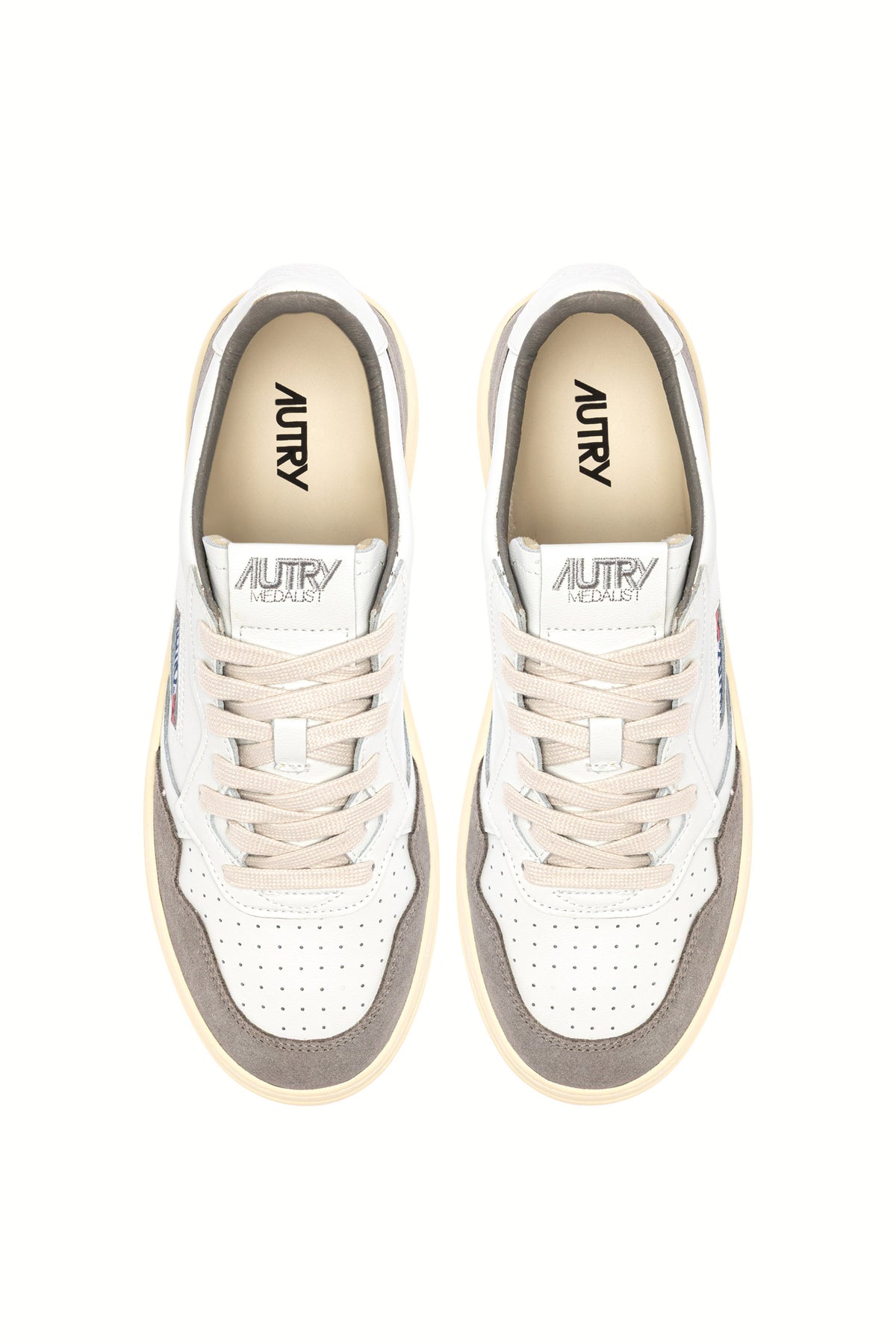 Autry Sneaker Medalist uomo in pelle morbida e camoscio bianco/Cemento AULM FT15 WHT/CEMENTO 