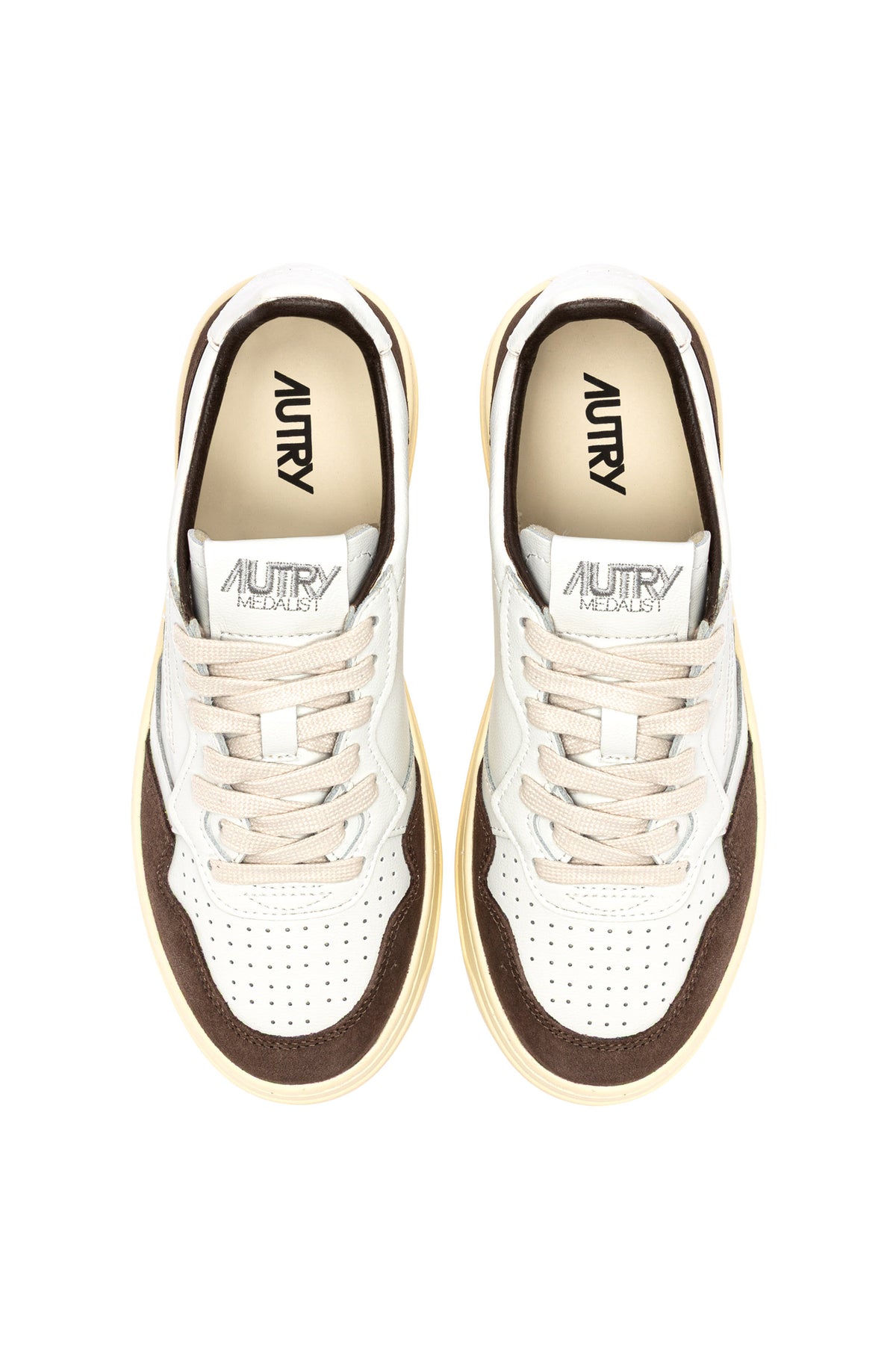 Autry Sneaker Medalist uomo in pelle morbida e camoscio bianco/Mogano AULM FT19 WHT/MOGANO 