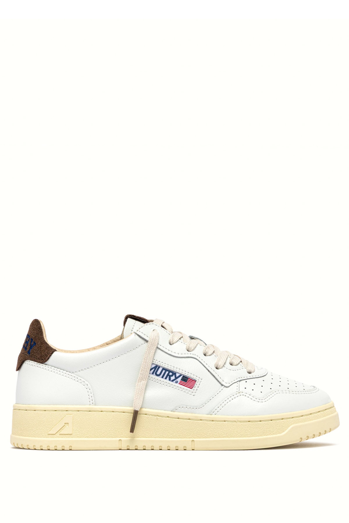 Autry Sneaker Medalist in pelle con talloncino e linguetta in camoscio Chocolate Chip AULM HJ03 WHT/CHOCOCHIP 