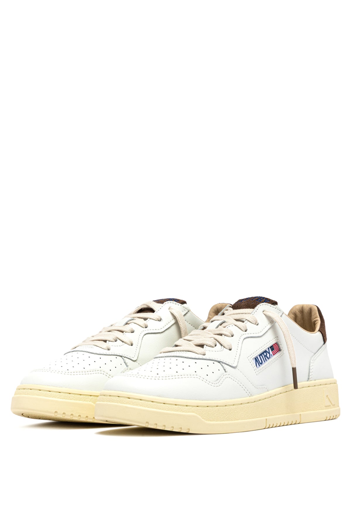 Autry Sneaker Medalist in pelle con talloncino e linguetta in camoscio Chocolate Chip AULM HJ03 WHT/CHOCOCHIP 
