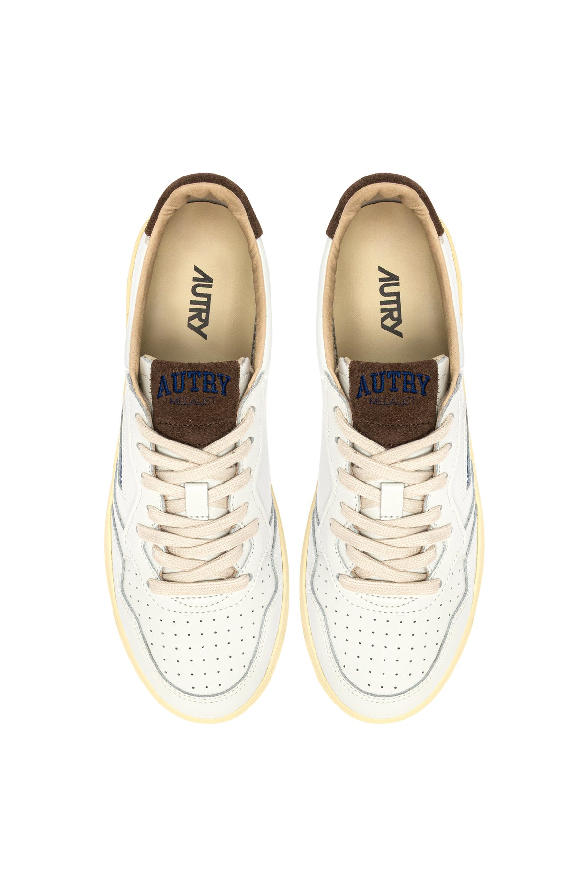 Autry Sneaker Medalist in pelle con talloncino e linguetta in camoscio Chocolate Chip AULM HJ03 WHT/CHOCOCHIP 