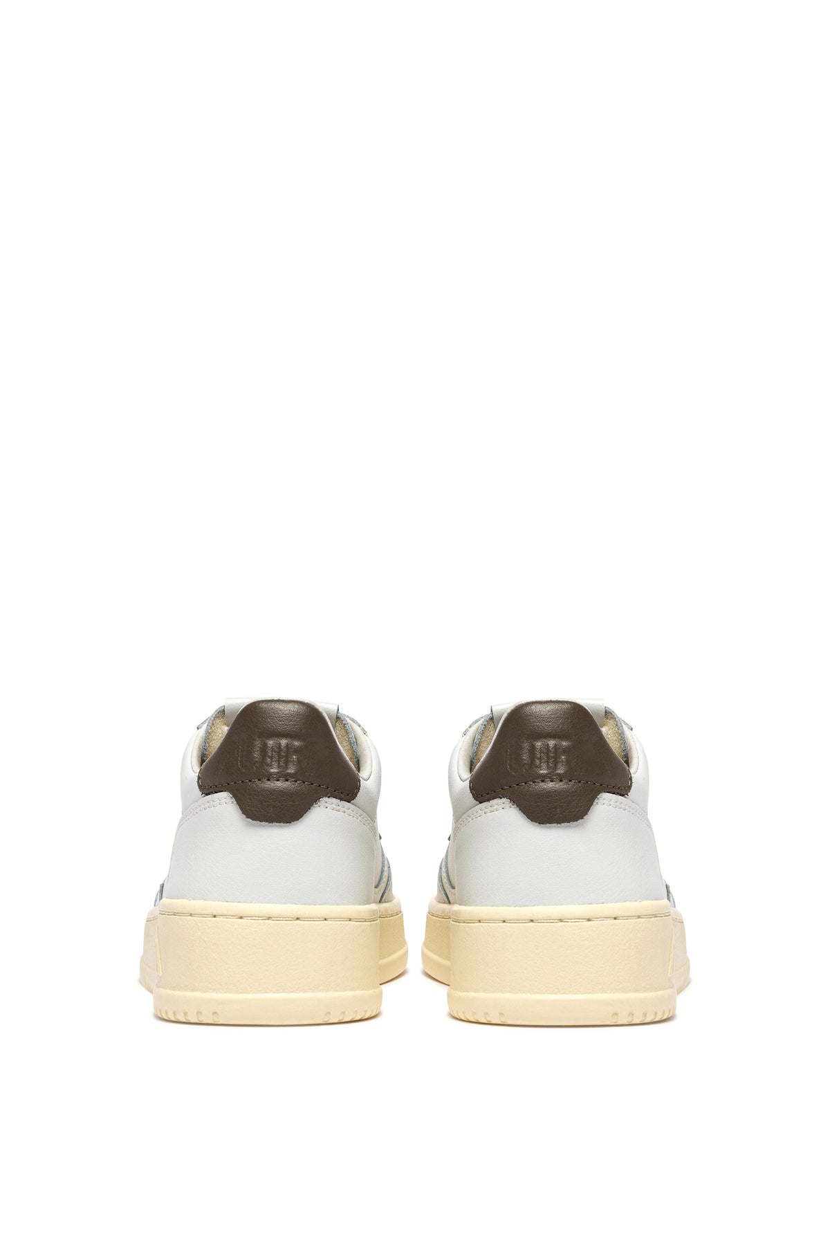 Autry Sneaker Medalist uomo in pelle bianca con talloncino Chocolate AULM LL28 WHT/CHOCO 