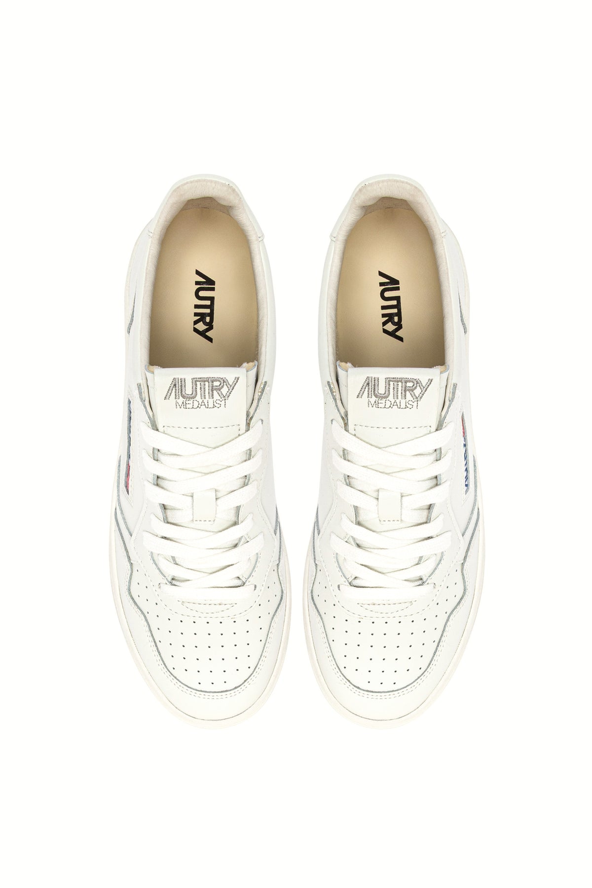 Autry Sneaker Medalist total white in pelle con lettering Game Set Match AULM ML08 TOTALWHT 