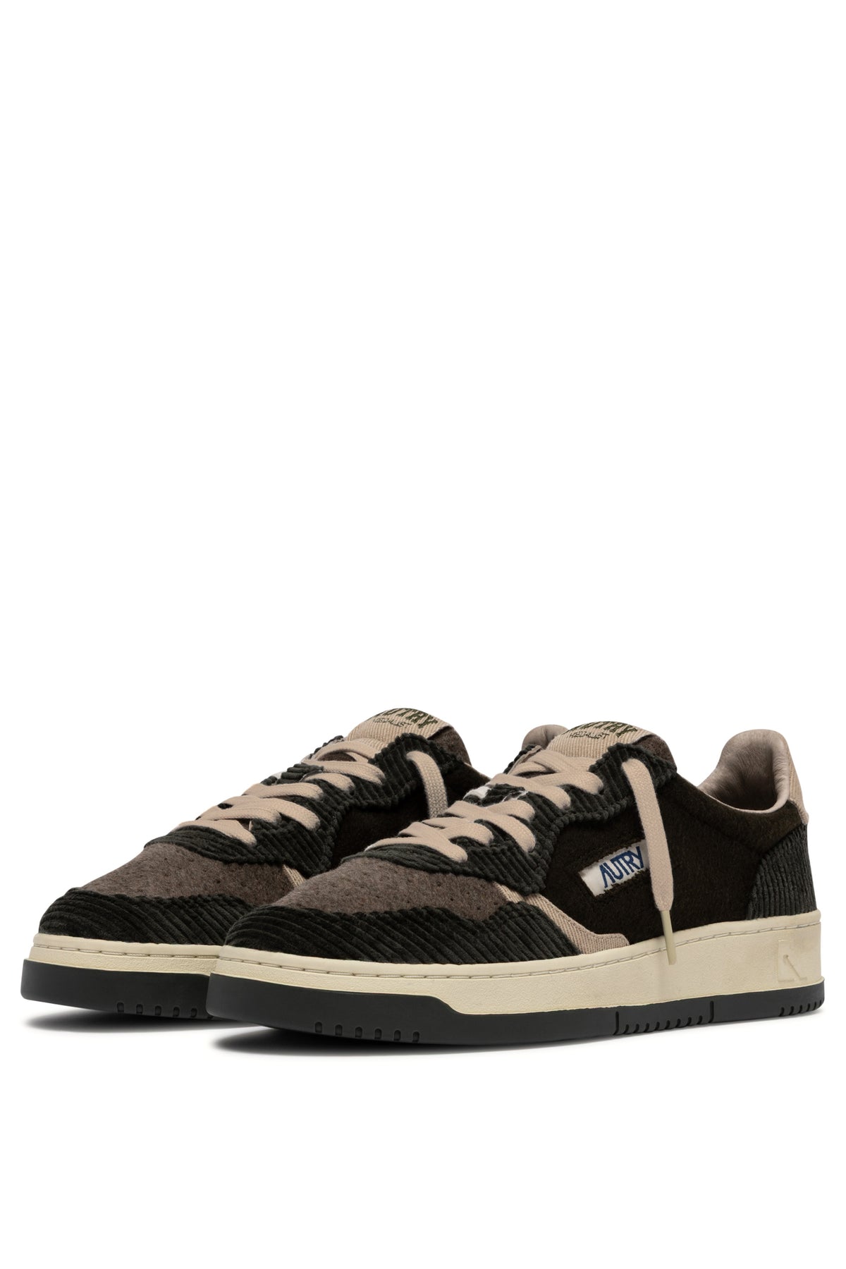 Autry Sneaker Medalist in velluto Brown/Climbing Ivy con mix di texture AULM  S101 BROWN/CLIMB 