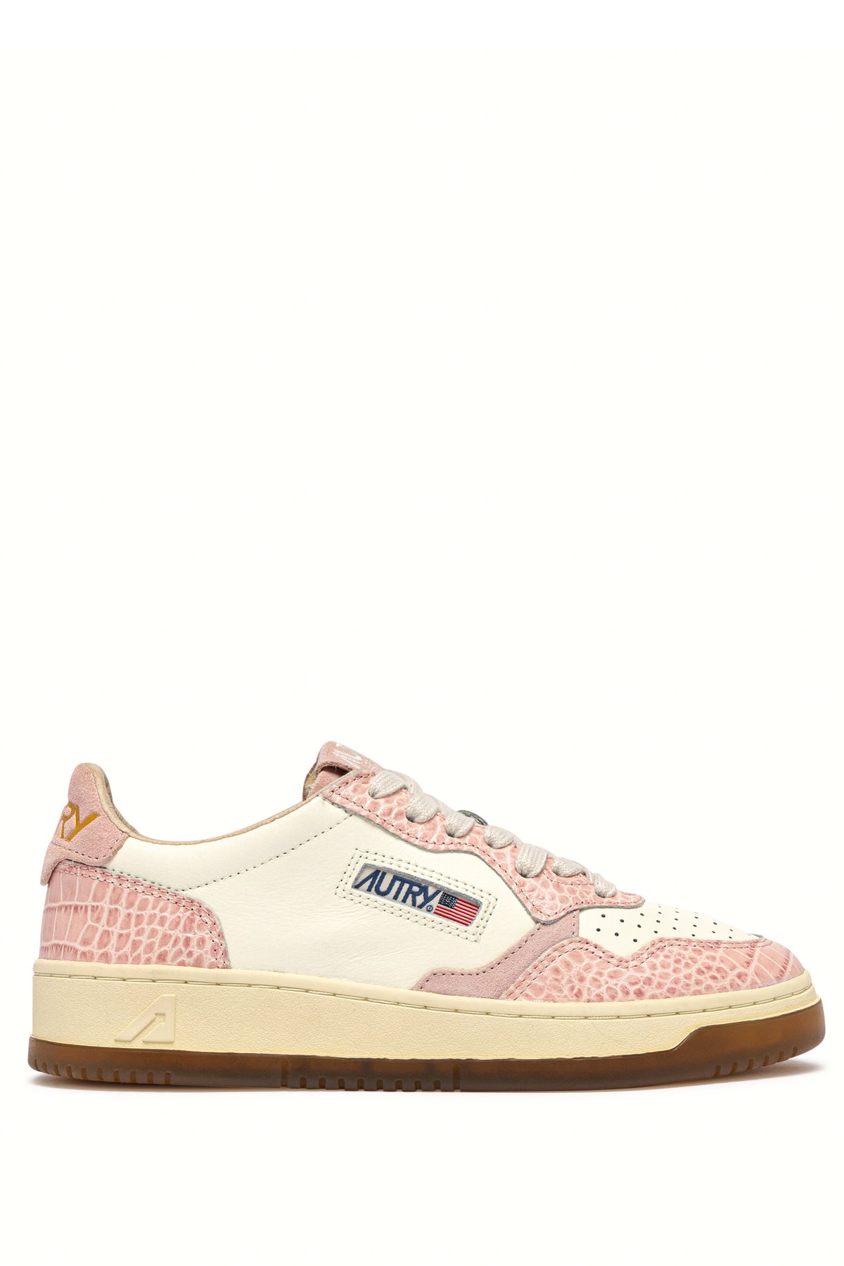 Autry Sneaker Medalist donna in pelle Marshmallow/Pink con stampa cocco AULW CZ03 MRSH/PINK 