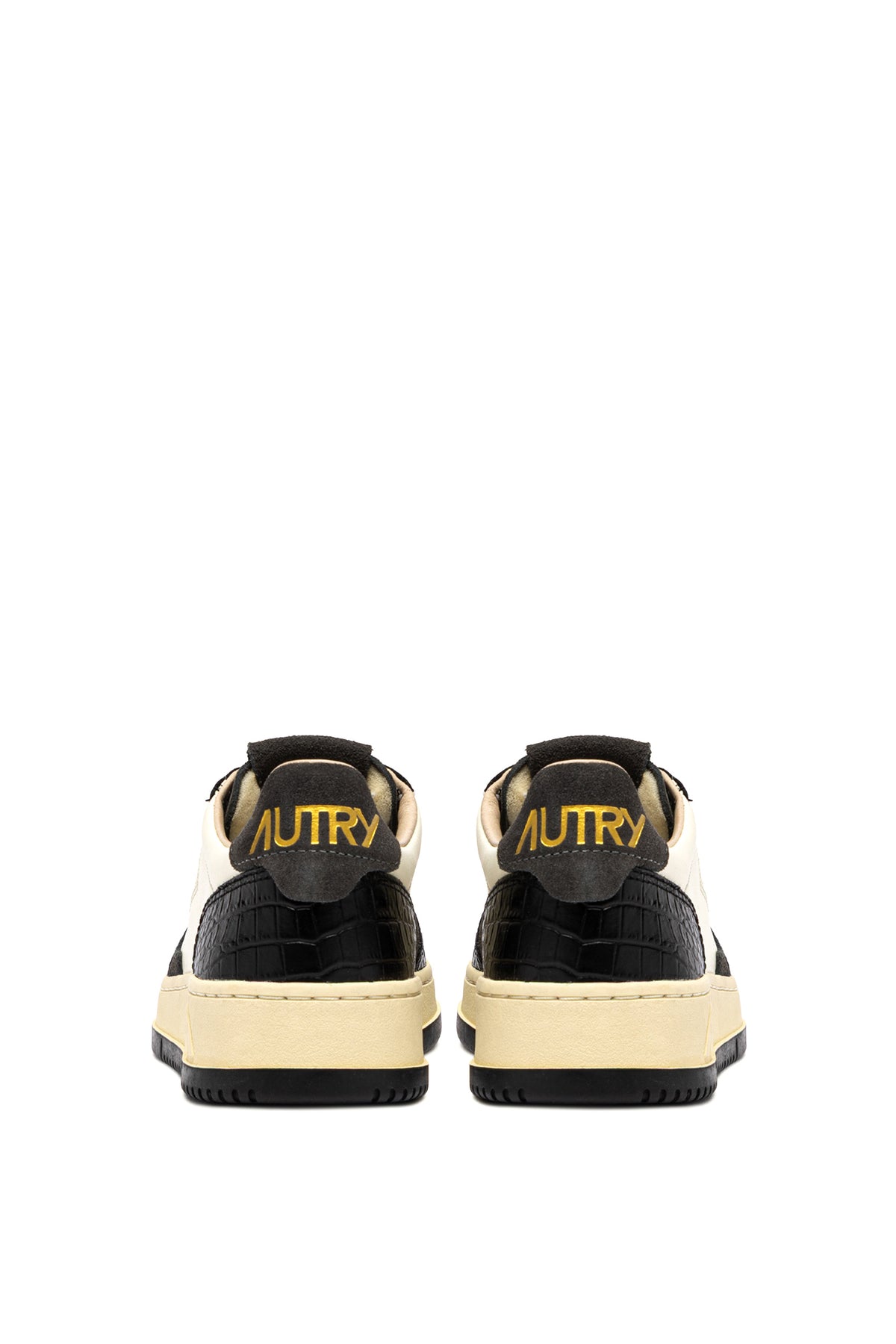 Autry Sneaker Medalist donna in pelle Marshmallow/nero con stampa cocco AULW CZ05 MRSH/BLACK 