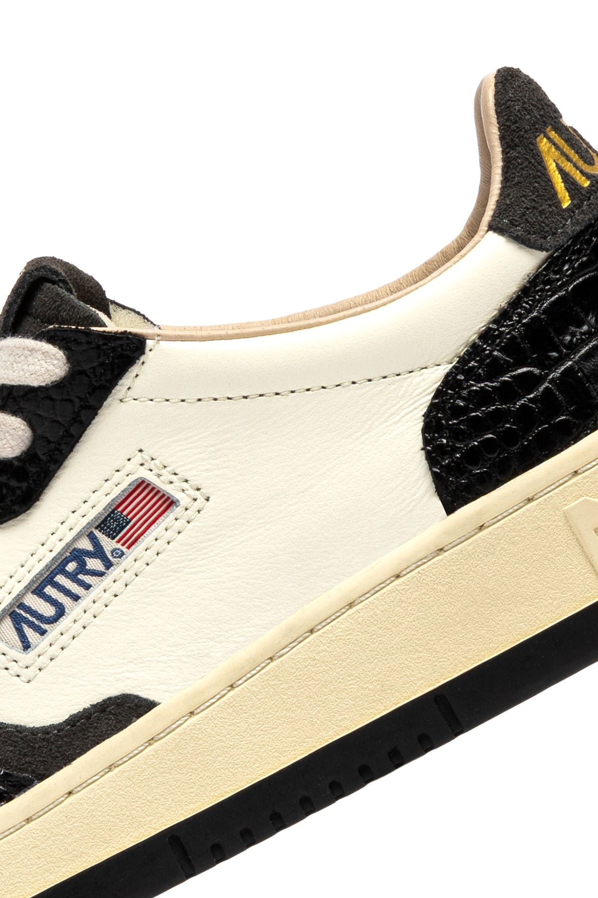 Autry Sneaker Medalist donna in pelle Marshmallow/nero con stampa cocco AULW CZ05 MRSH/BLACK 