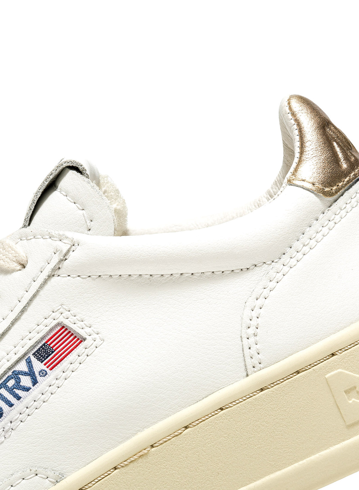 Autry Sneaker Medalist donna in pelle bianca con talloncino Gold AULW LL06 WHT/GOLD 