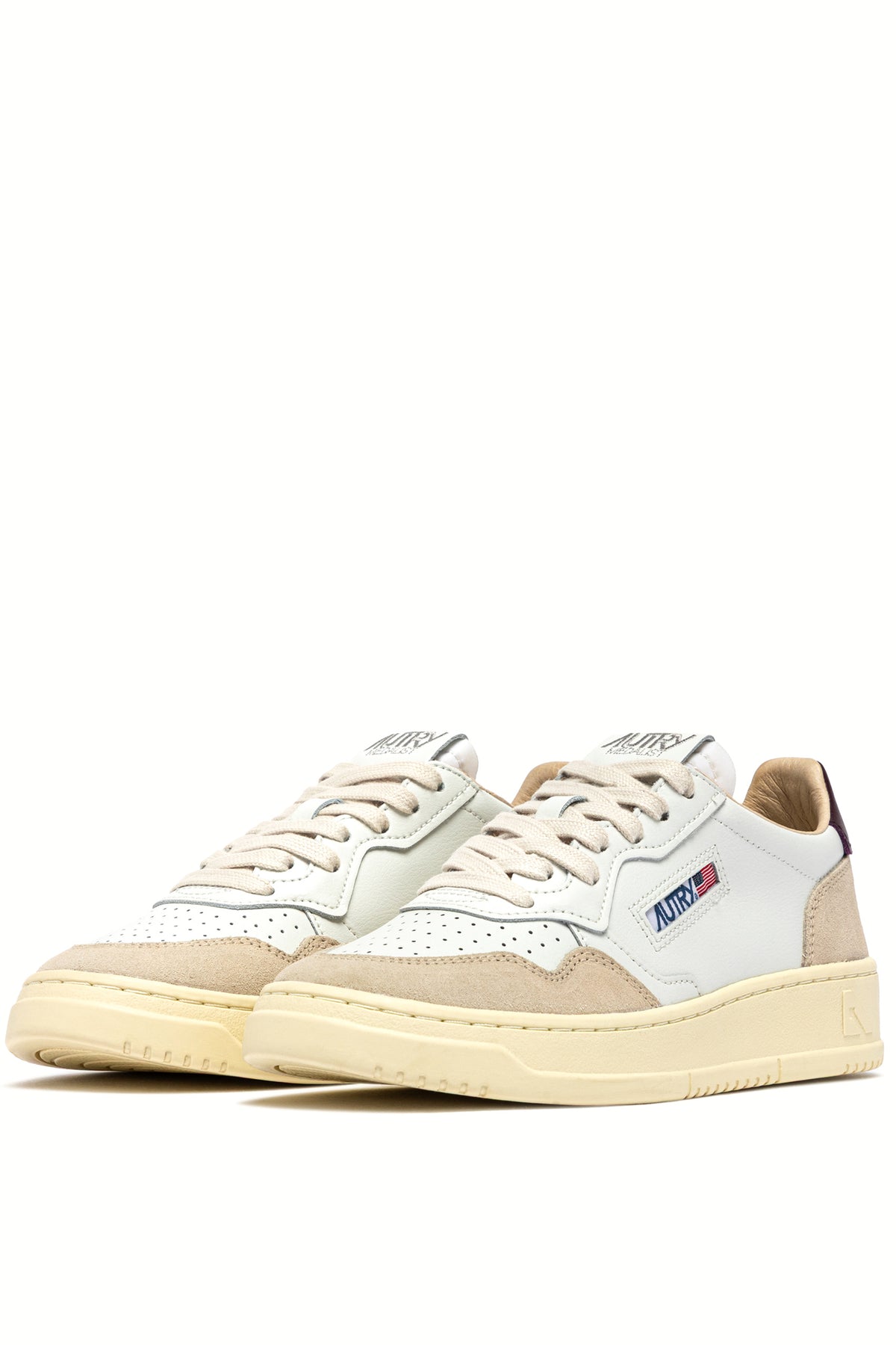 Autry Sneaker Medalist donna in pelle-camoscio bianco con dettaglio Fig AULW LS18 WHT/FIG 