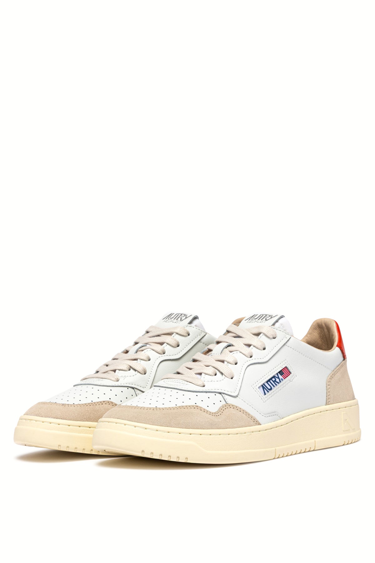 Autry Sneaker Medalist donna in pelle-camoscio bianco con dettaglio Pumpkin AULW LS19 WHT/PUMPKIN 