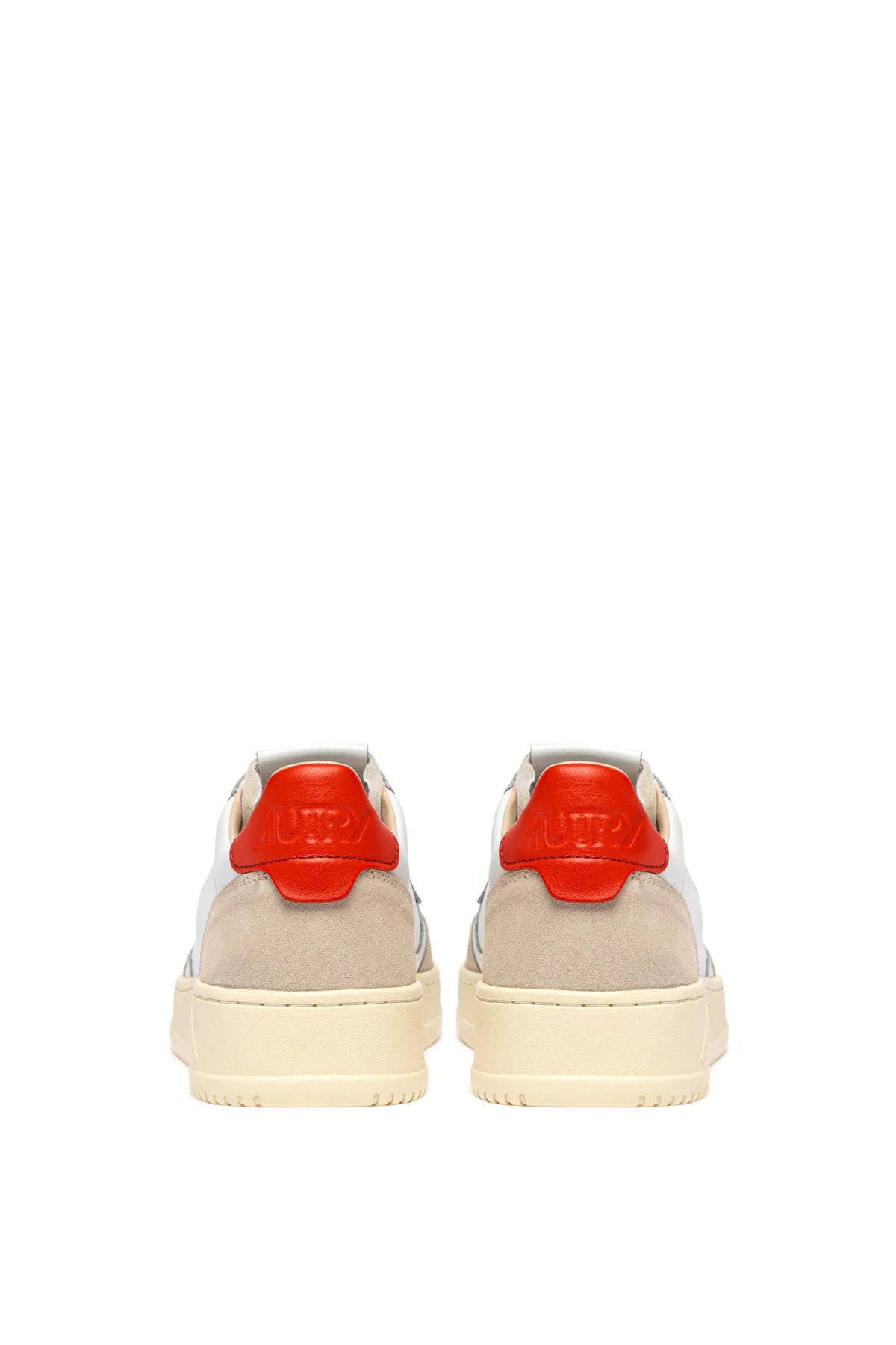 Autry Sneaker Medalist donna in pelle-camoscio bianco con dettaglio Pumpkin AULW LS19 WHT/PUMPKIN 