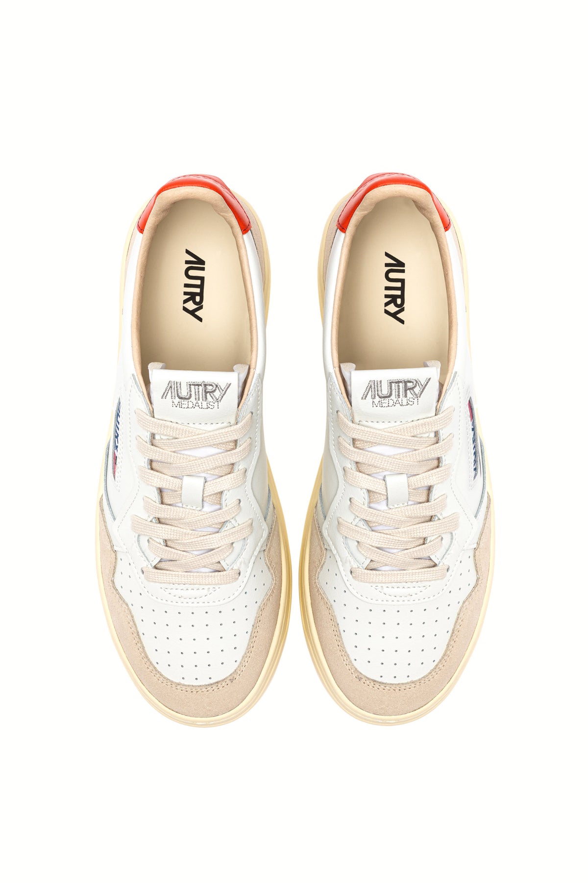 Autry Sneaker Medalist donna in pelle-camoscio bianco con dettaglio Pumpkin AULW LS19 WHT/PUMPKIN 