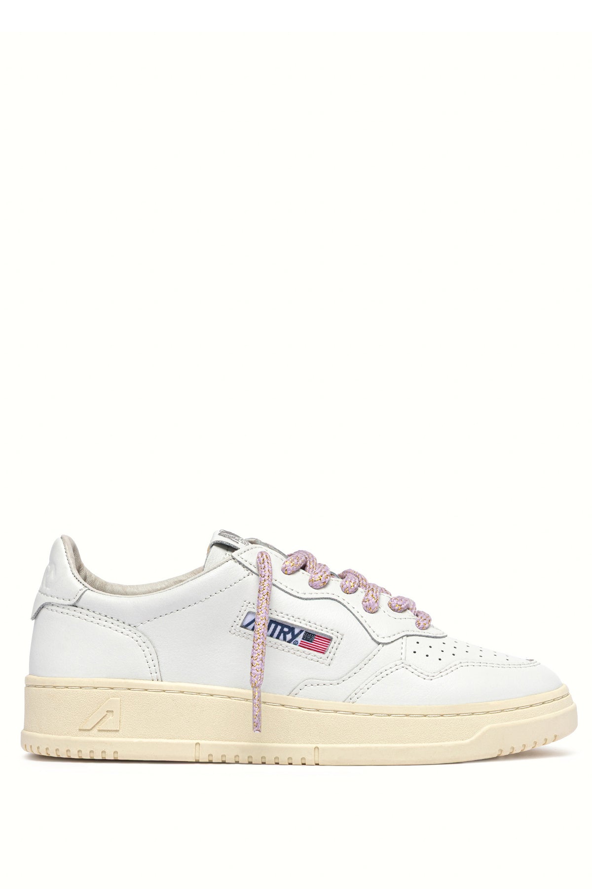 Autry Sneaker Medalist donna in pelle bianca con lacci oversize lilla Taiorch AULW SW04 WHT/TAIORCH 